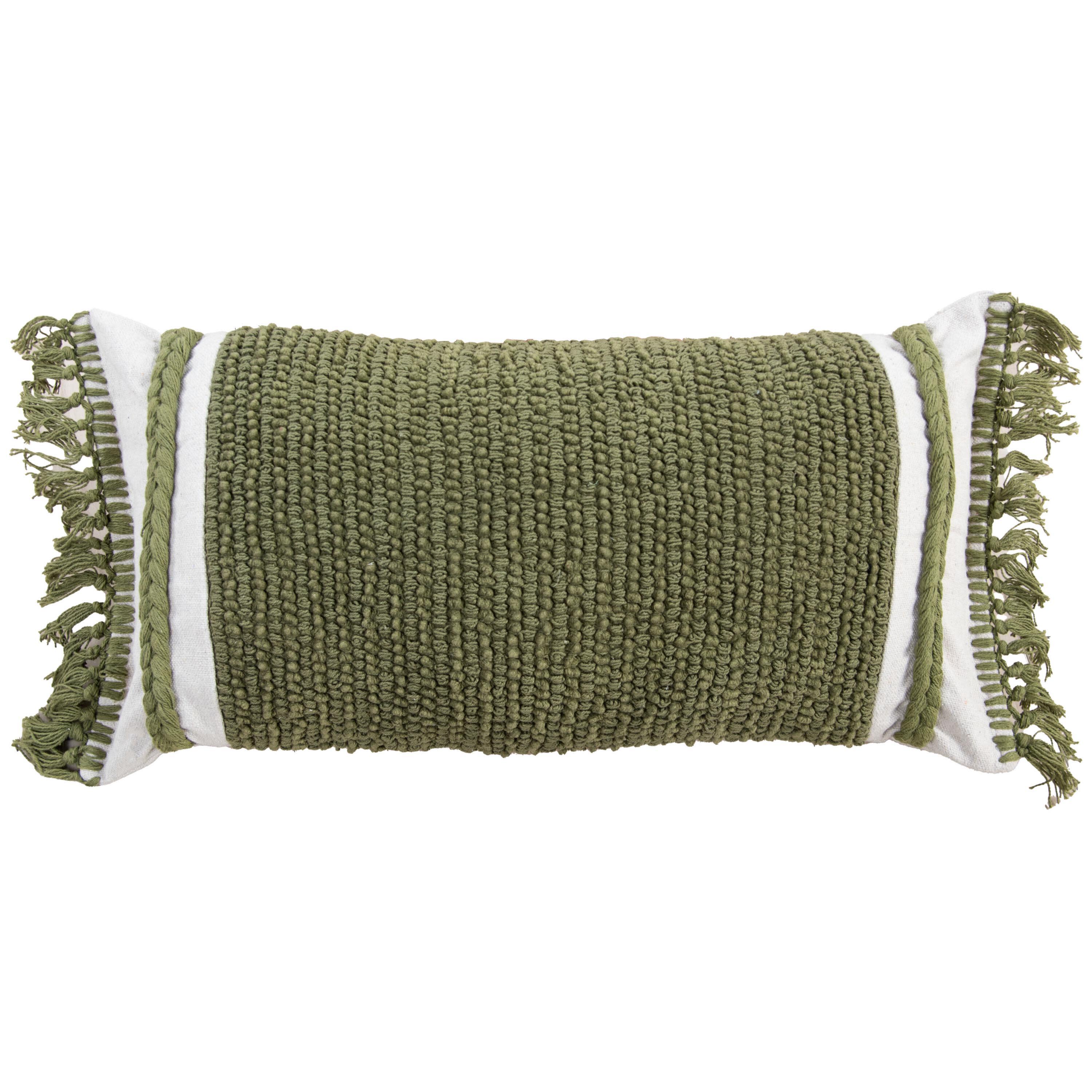 Rizzy Home Braided Fringe Decorative Throw Pillow, , large