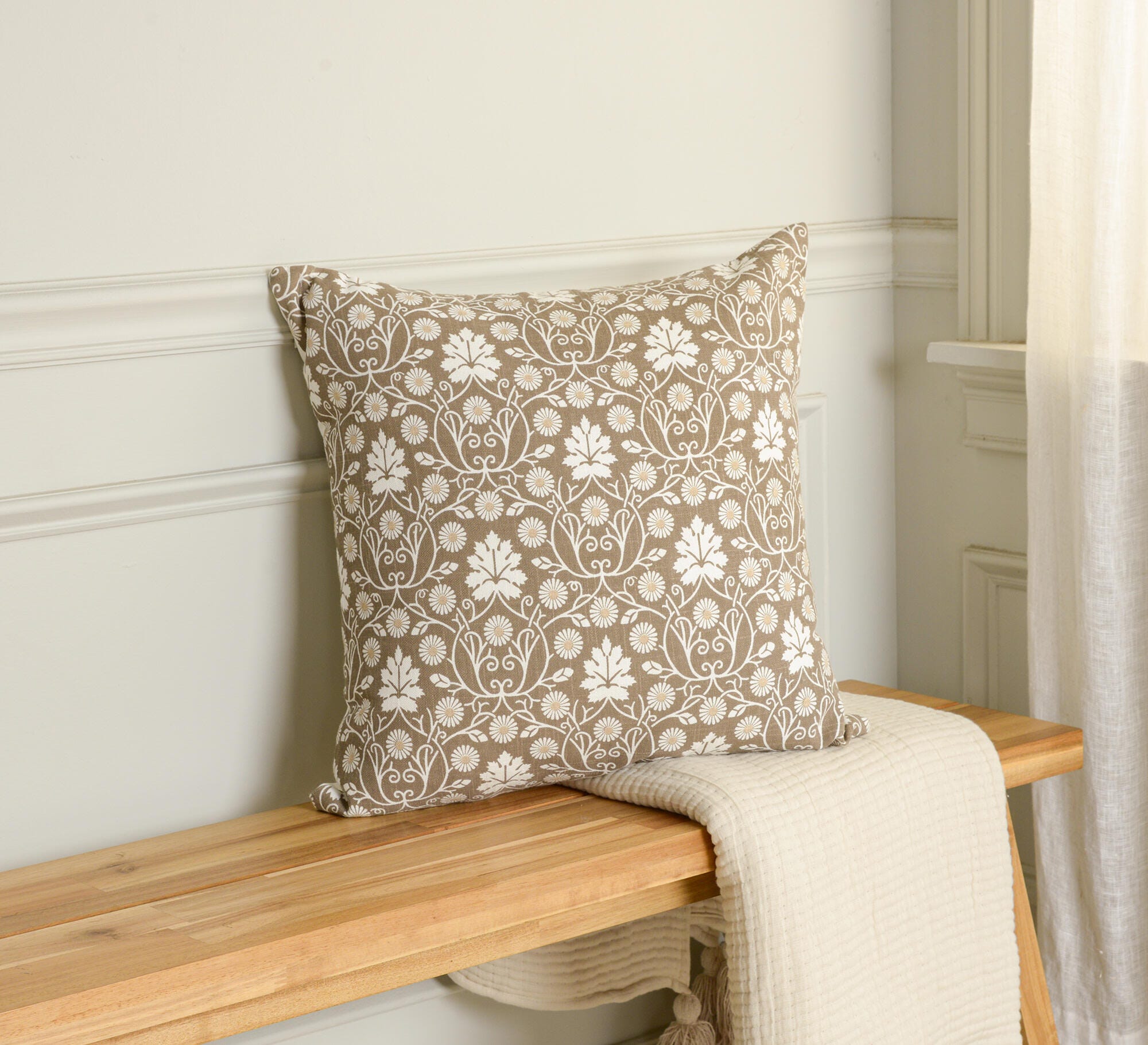 Rizzy Home Reminisce Decorative Throw Pillow, Sandy Beige, rollover