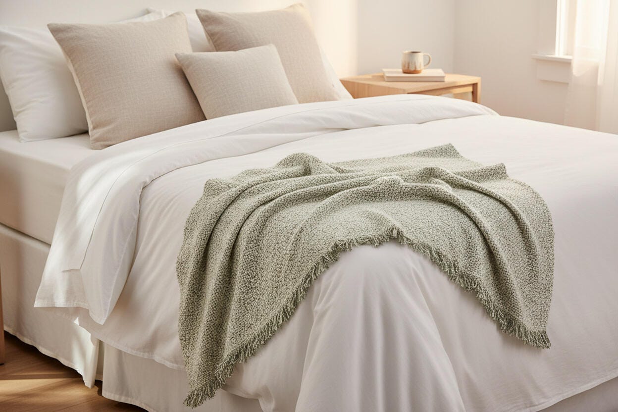 Rizzy Home Wrapped Throw, Beige, rollover