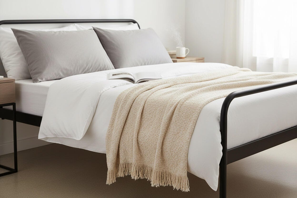 Rizzy Home Wrapped Throw, Ivory/Natural, large