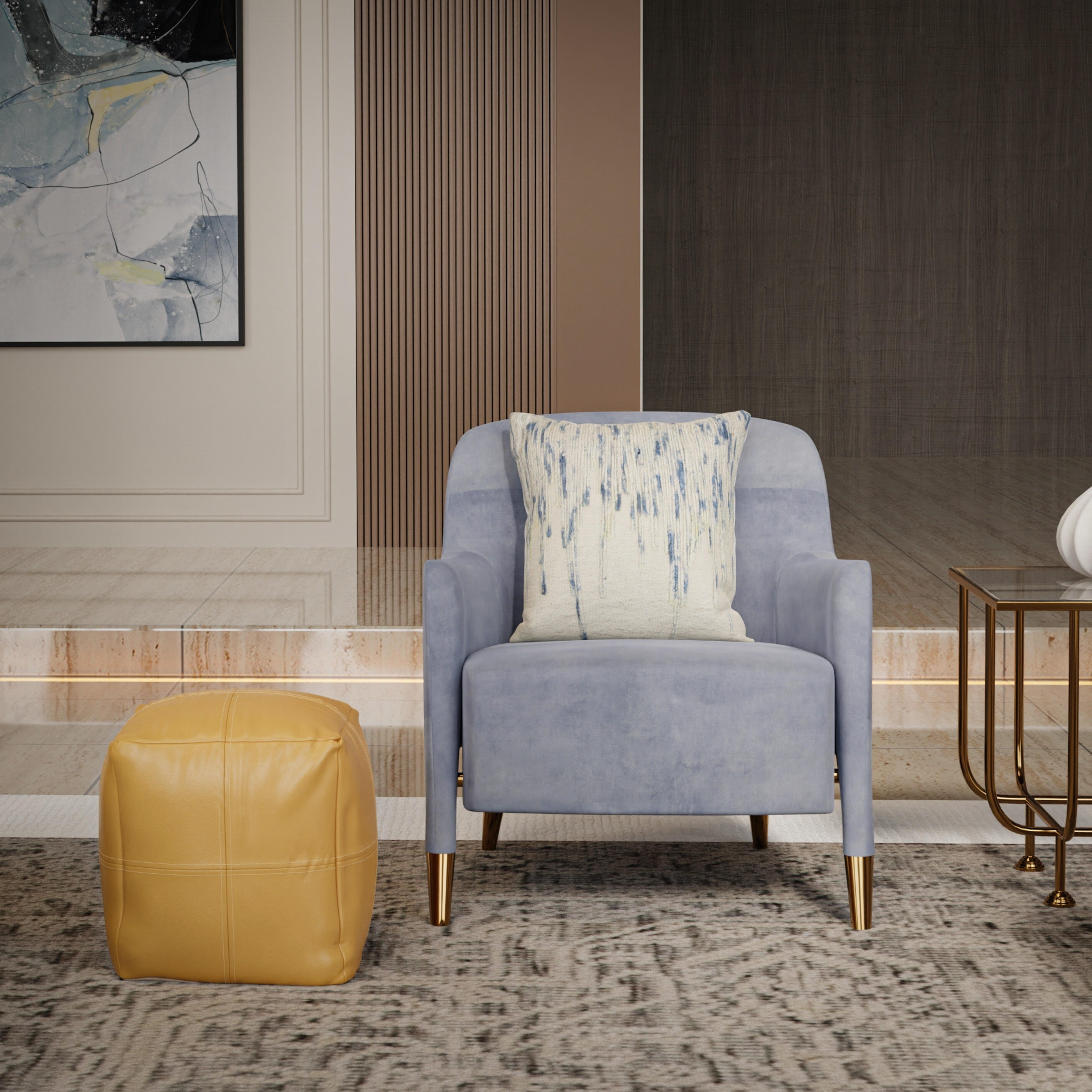 Rizzy Home Atelier Pouf, Camel, rollover
