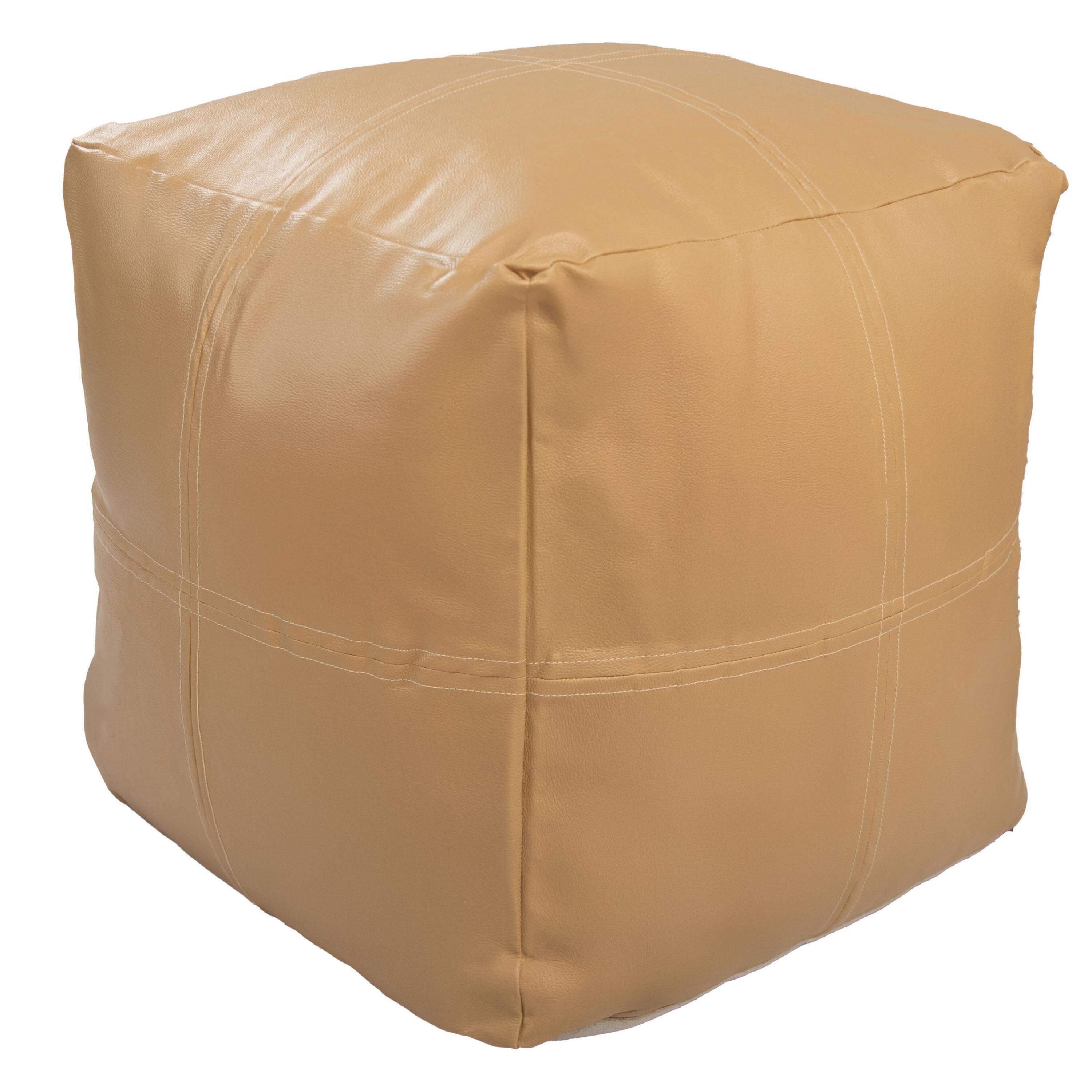 Rizzy Home Atelier Pouf, Camel, large