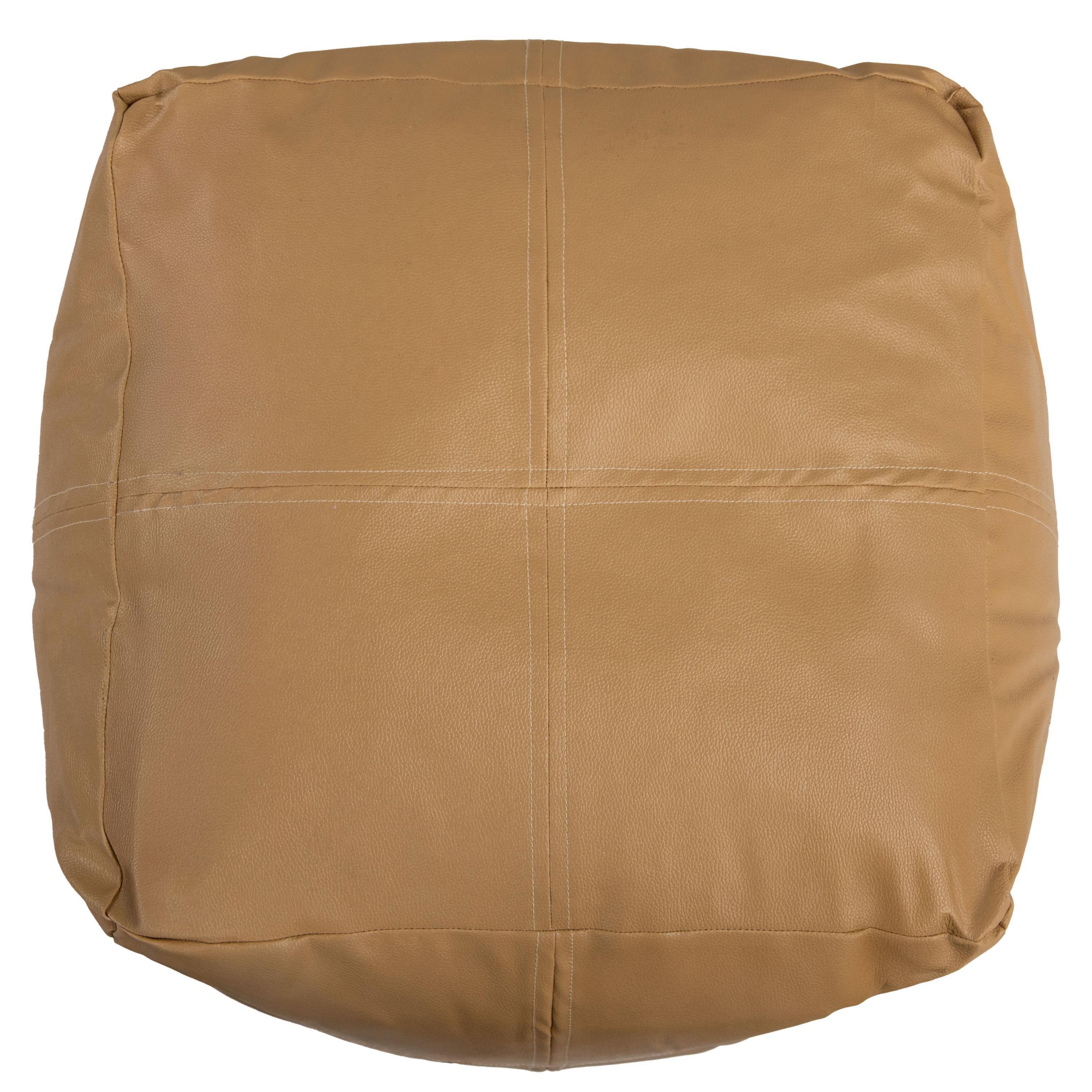 Rizzy Home Atelier Pouf, Camel, large