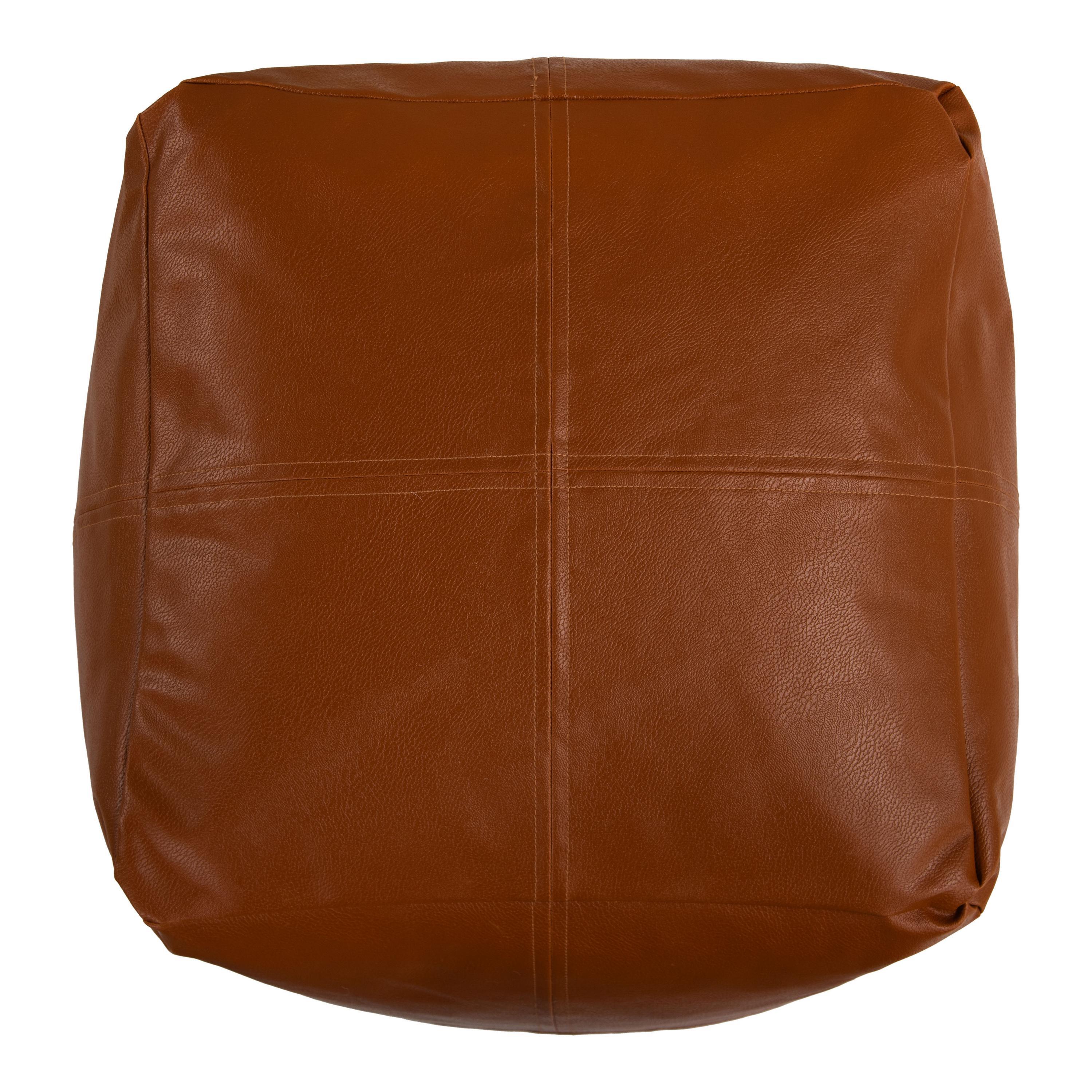 Rizzy Home Atelier Pouf, Saddle Brown, large