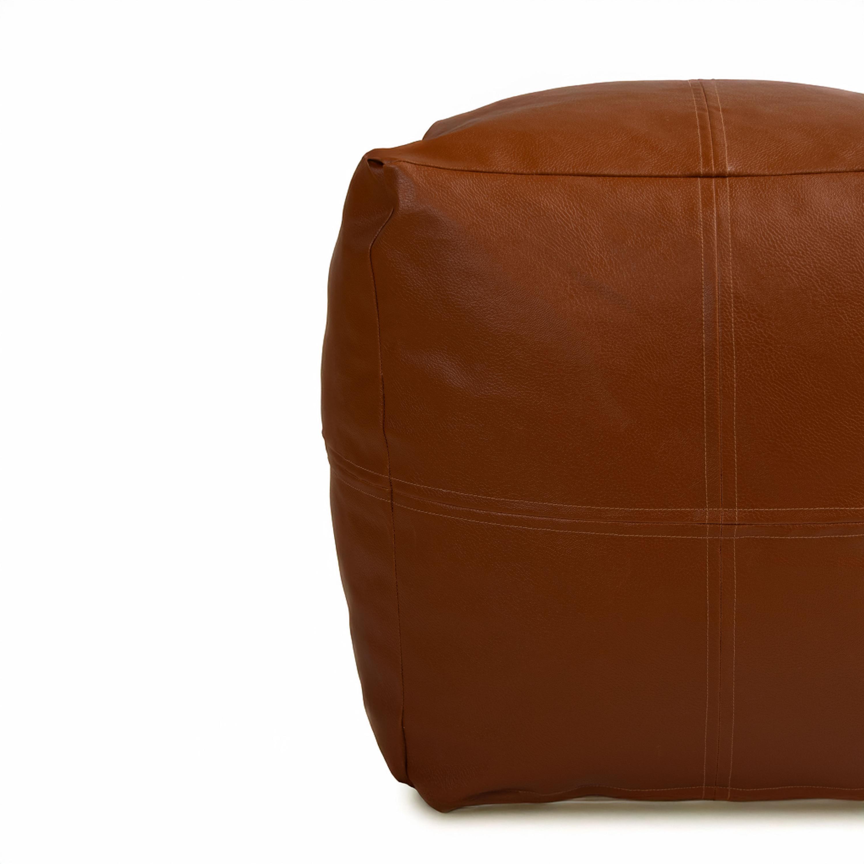 Rizzy Home Atelier Pouf, Saddle Brown, large