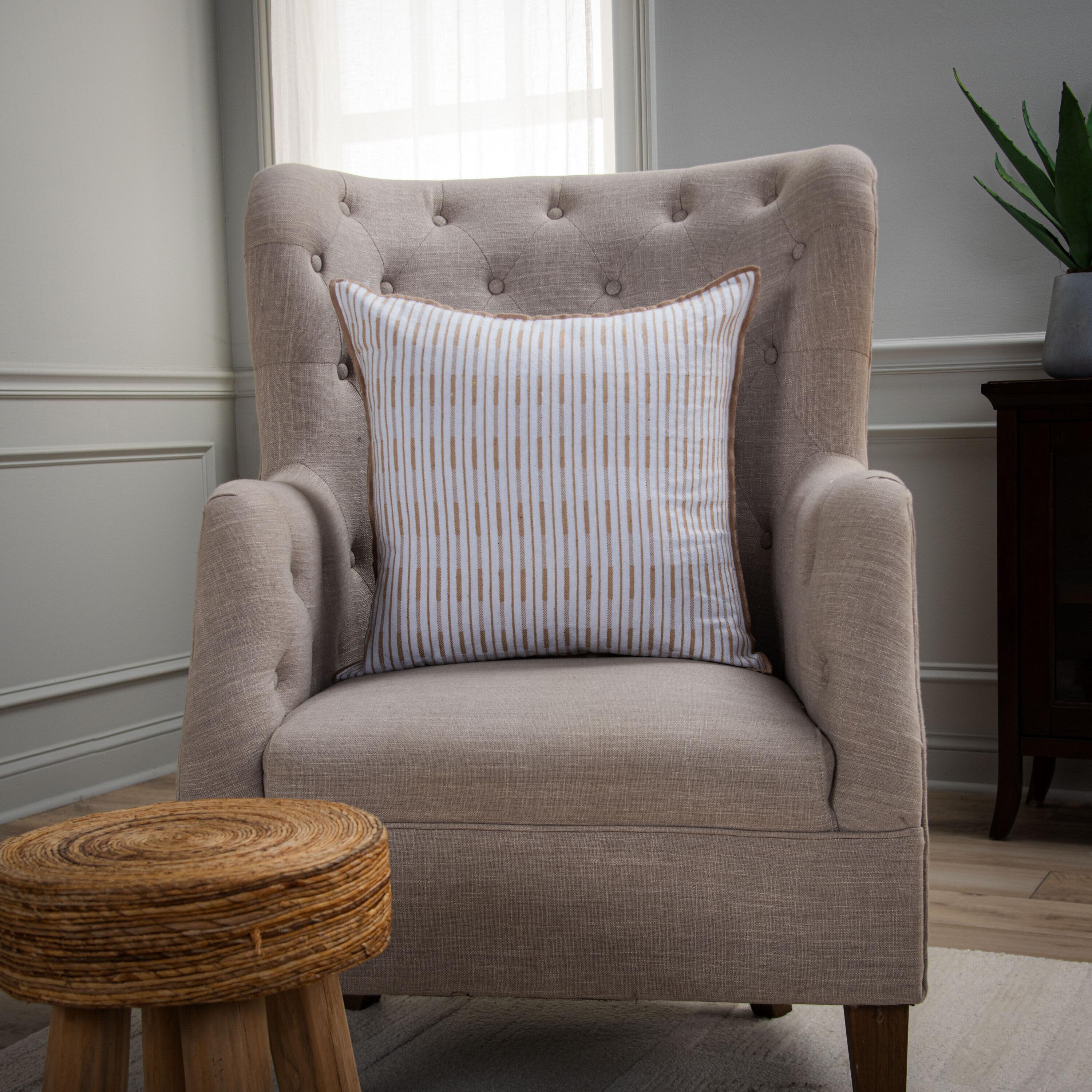 Rizzy Home Equinox Decorative Throw Pillow, White/Taupe, rollover