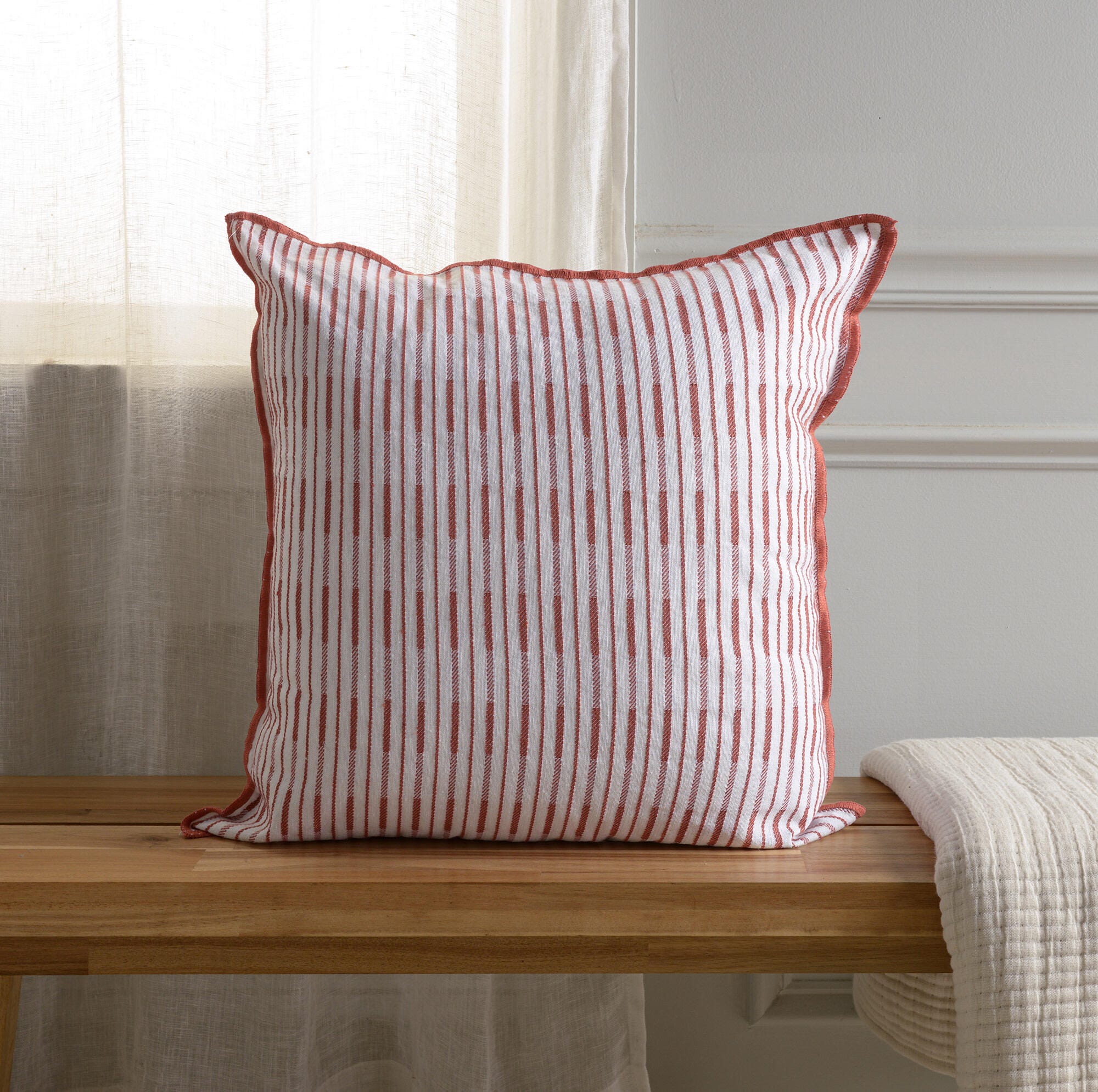 Rizzy Home Equinox Decorative Throw Pillow, White/Terracottoa, rollover