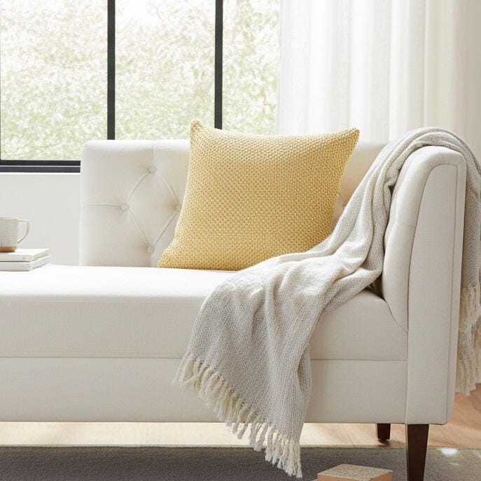 Rizzy Home Element Decorative Throw Pillow, Butter Yellow, rollover