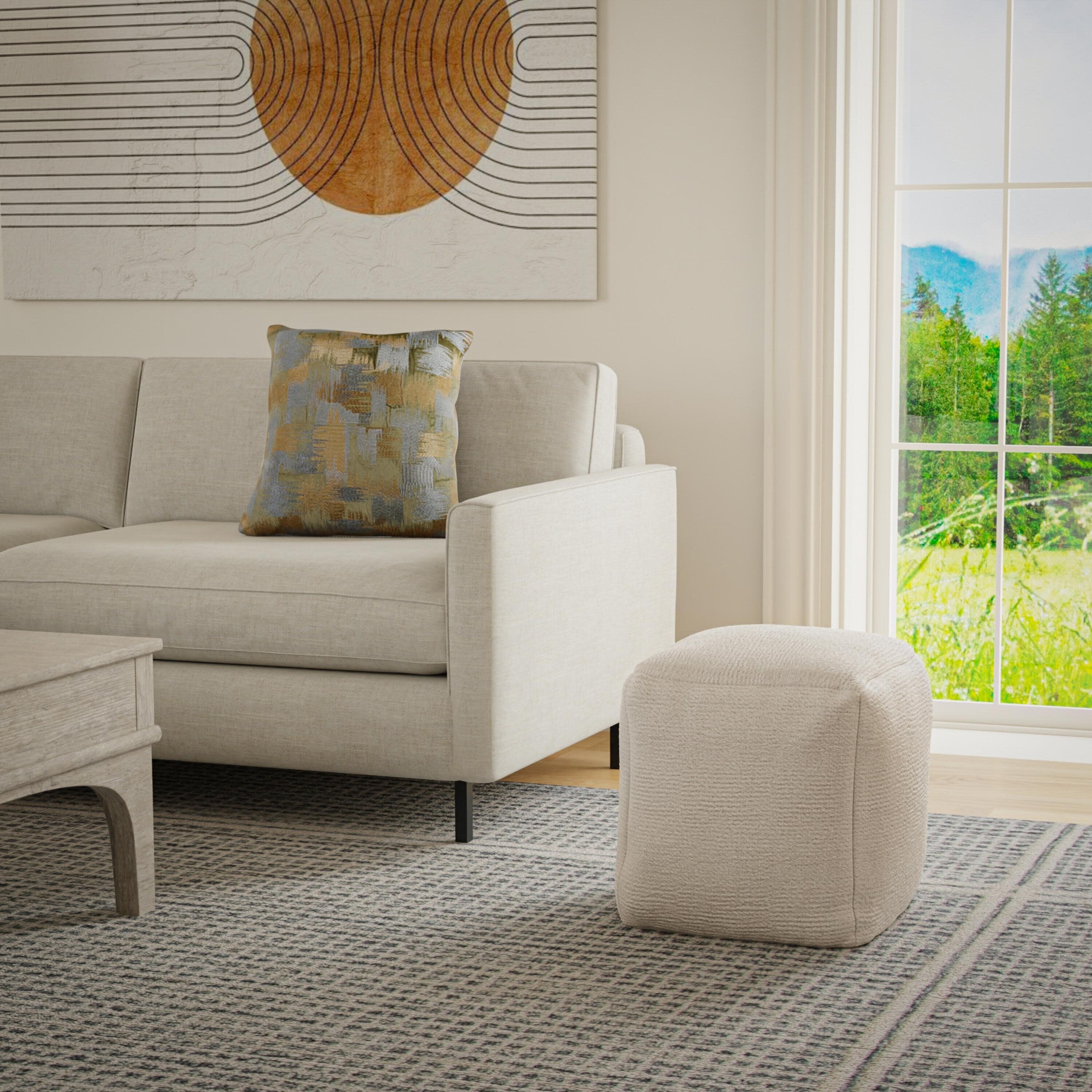 Rizzy Home Woven Pouf, , rollover