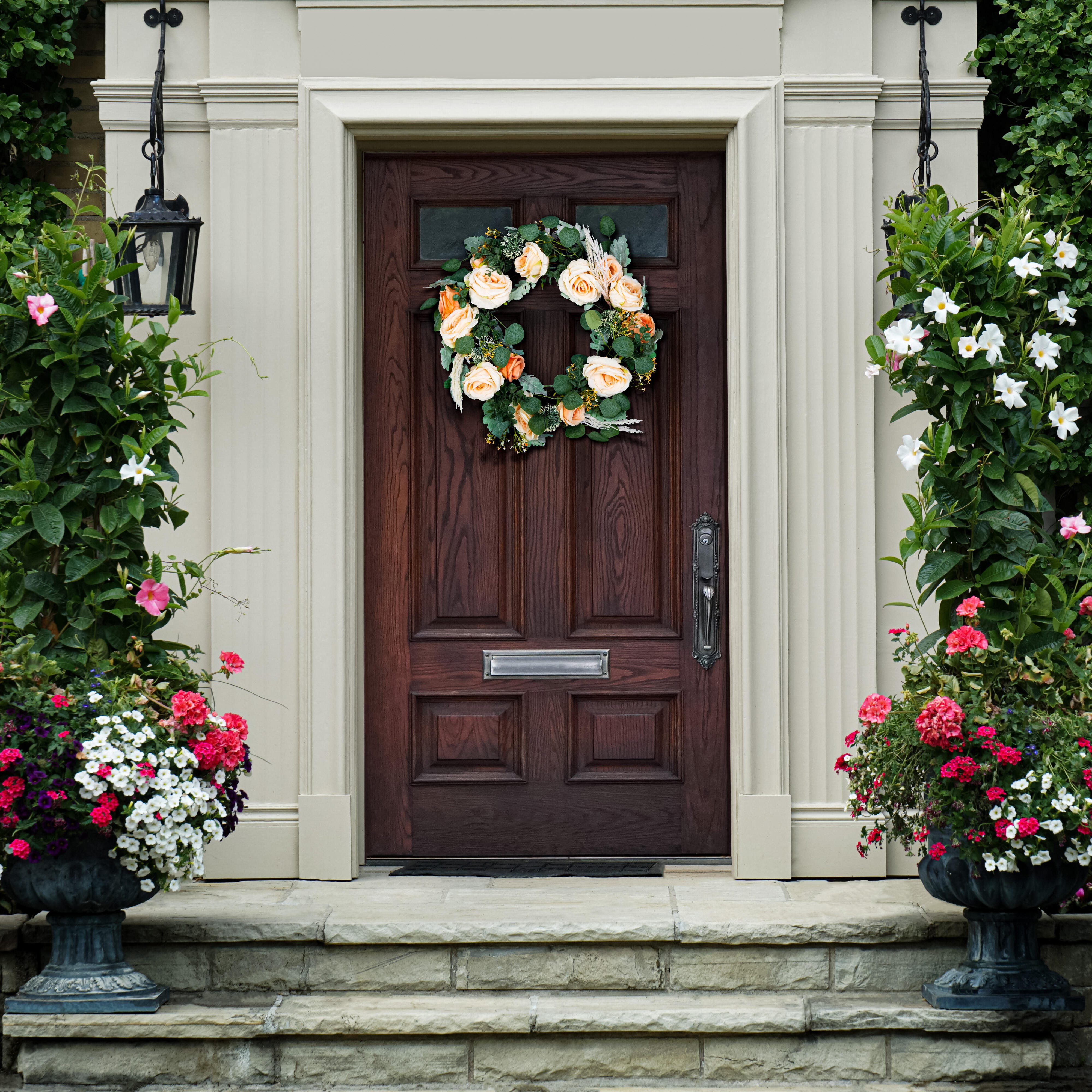 Safavieh Rose & Eucalyptus Wreath, , rollover