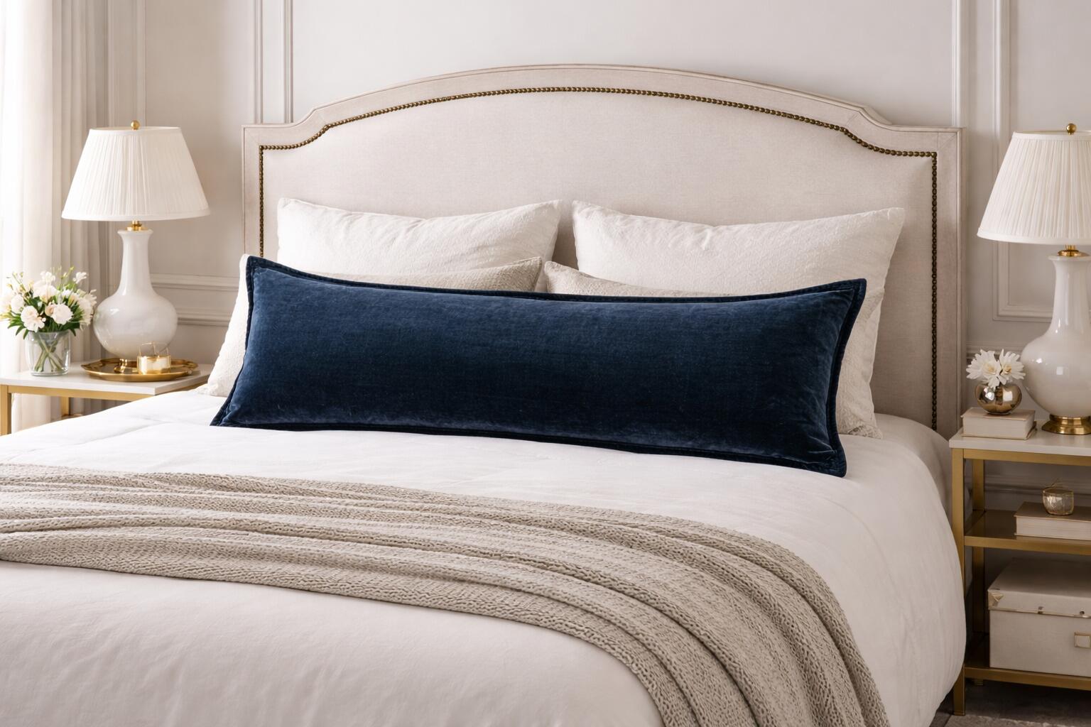 HiEnd Accents Lumbar Pillow, Midnight Blue, rollover