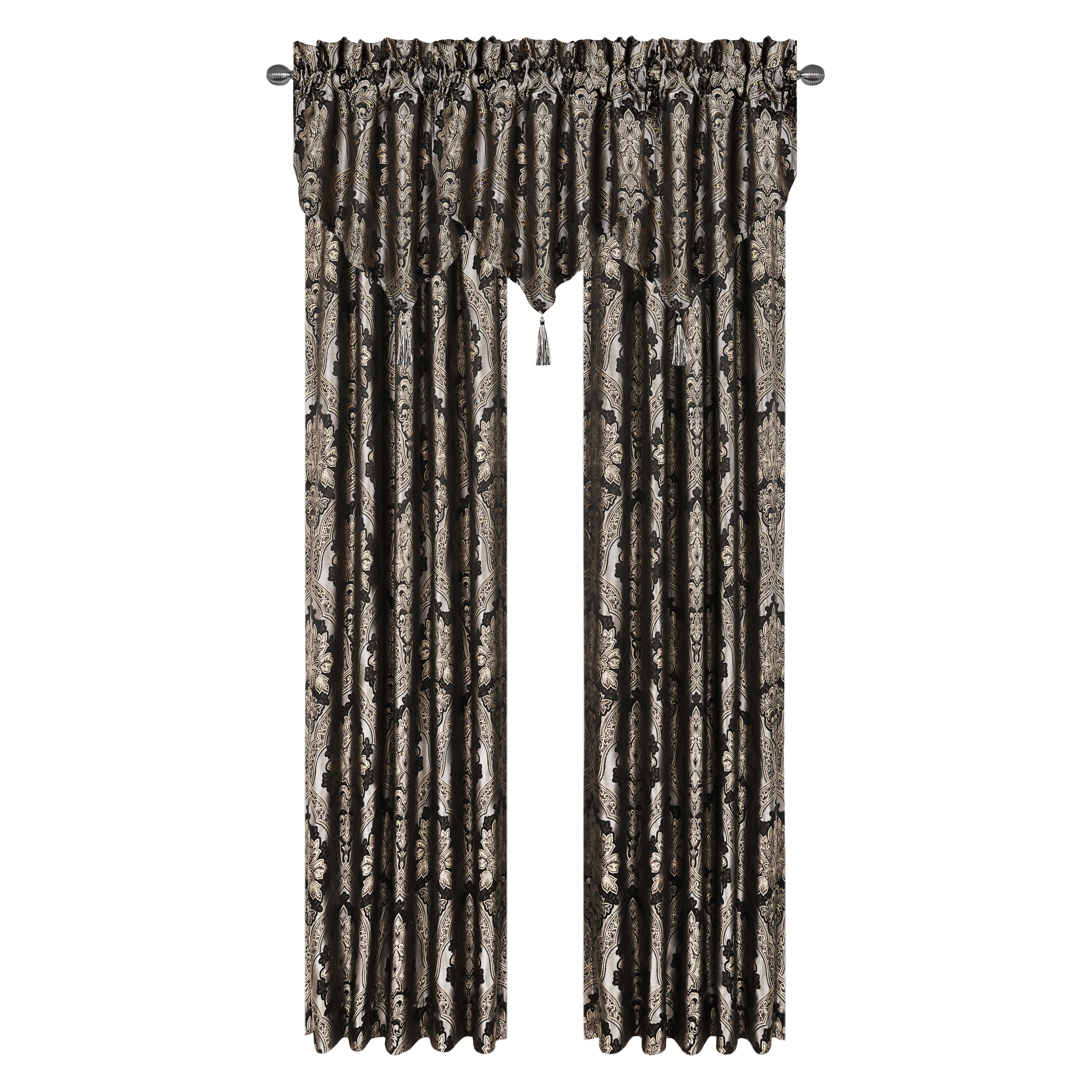 Five Queens Court Harriman 84" Curtain (Set of 2), Black, large