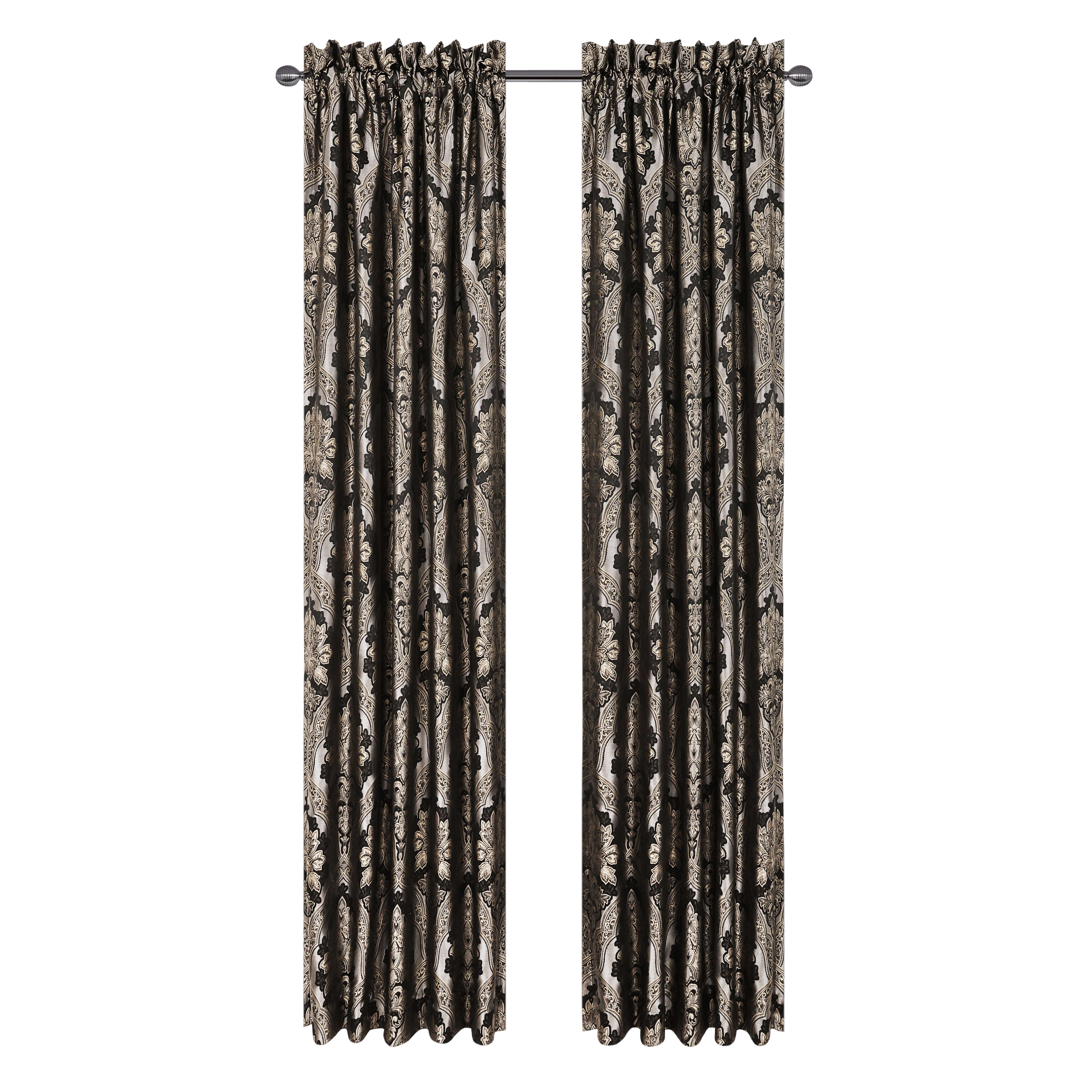 Five Queens Court Harriman 84" Curtain (Set of 2), Black, large