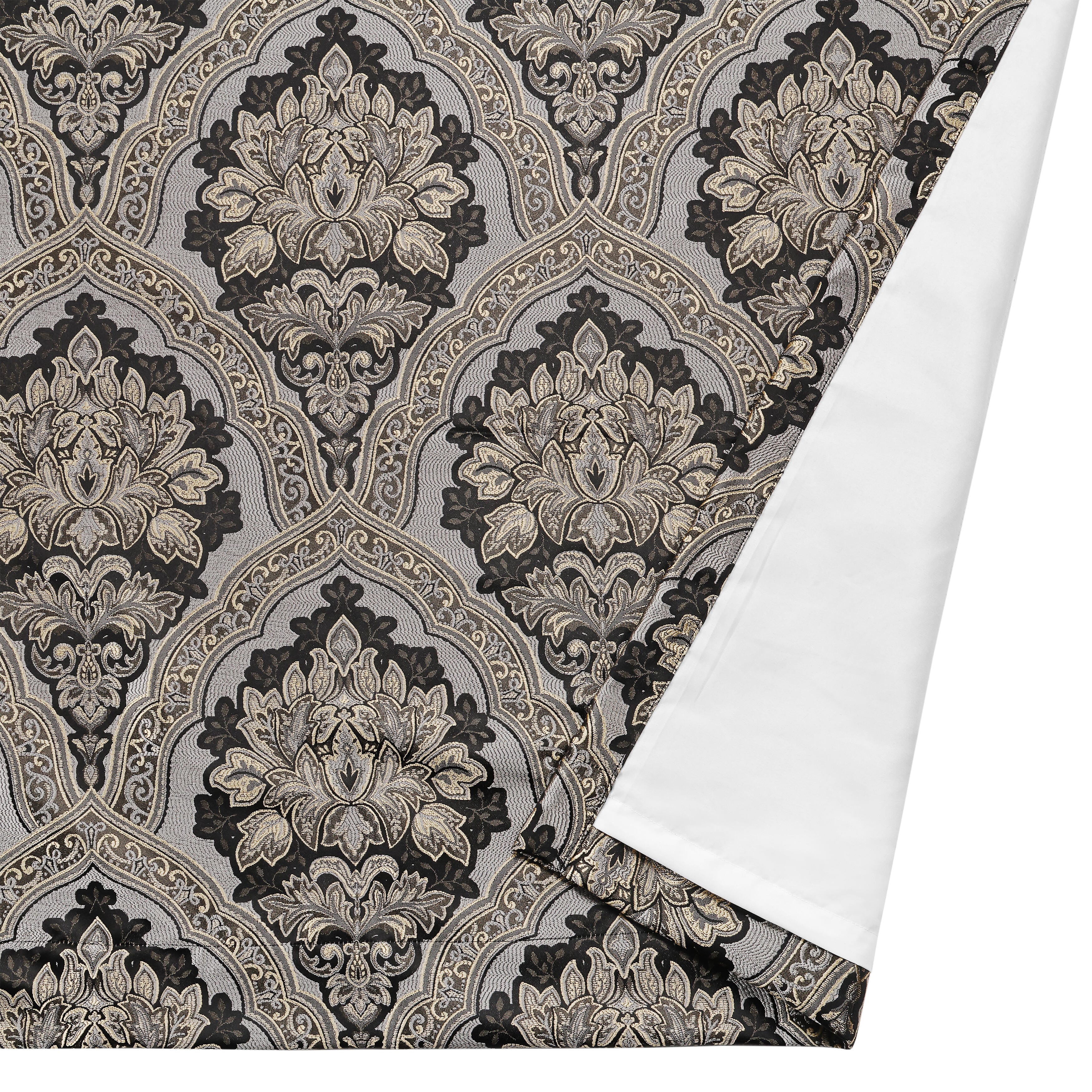 Five Queens Court Harriman 84" Curtain (Set of 2), Black, large