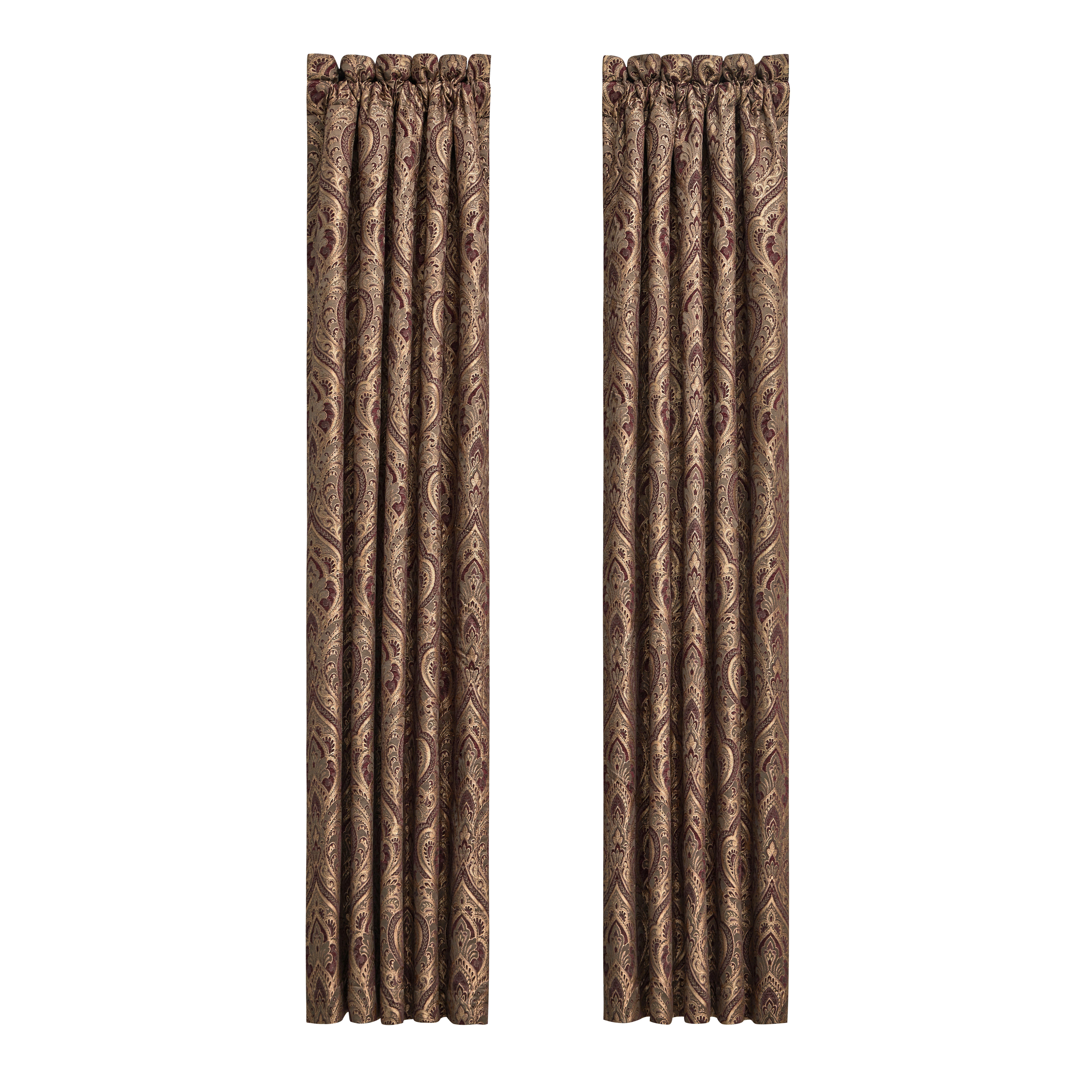 Five Queens Court Odette 84" Curtain (Set of 2), Crimson, large