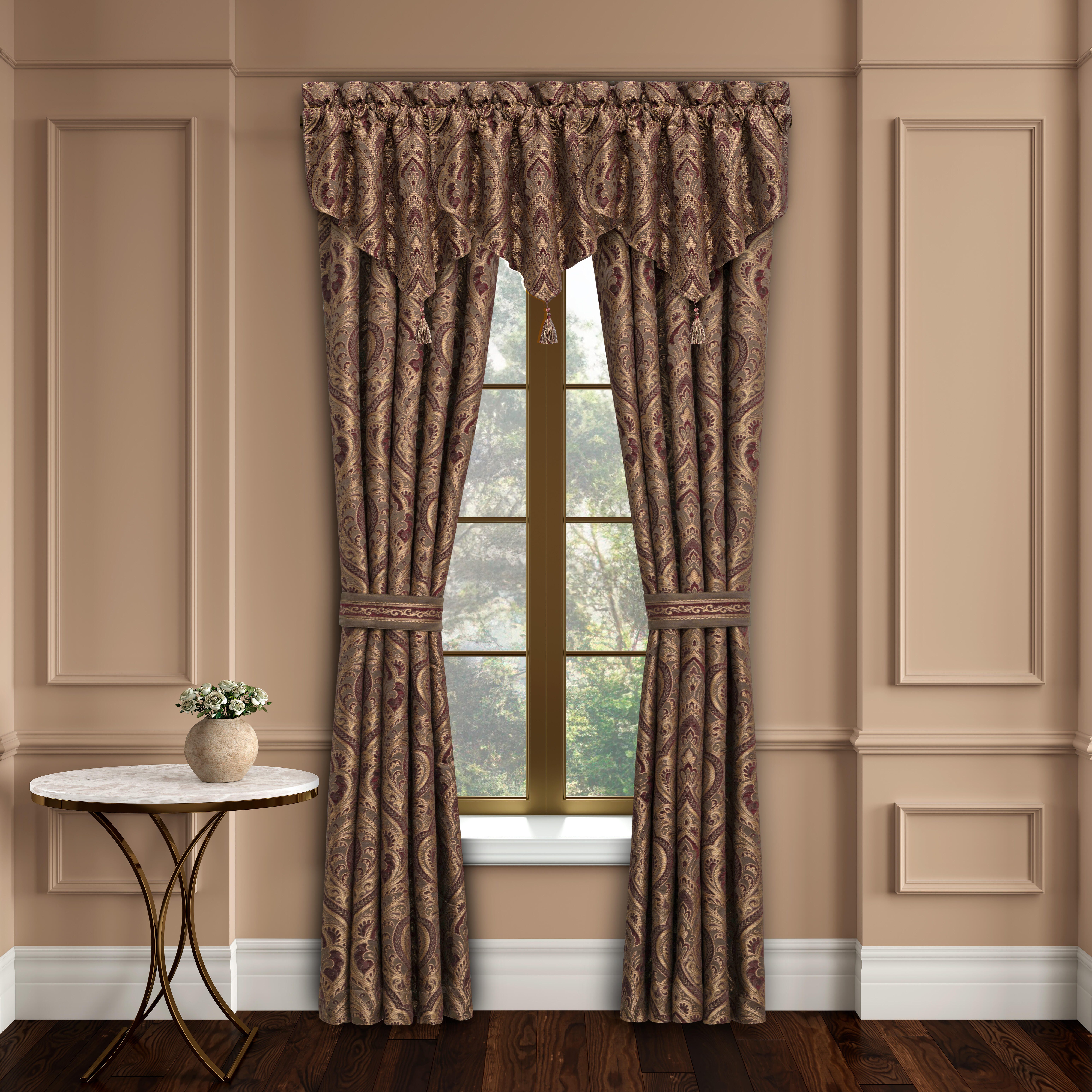Five Queens Court Odette 84" Curtain (Set of 2), Crimson, large
