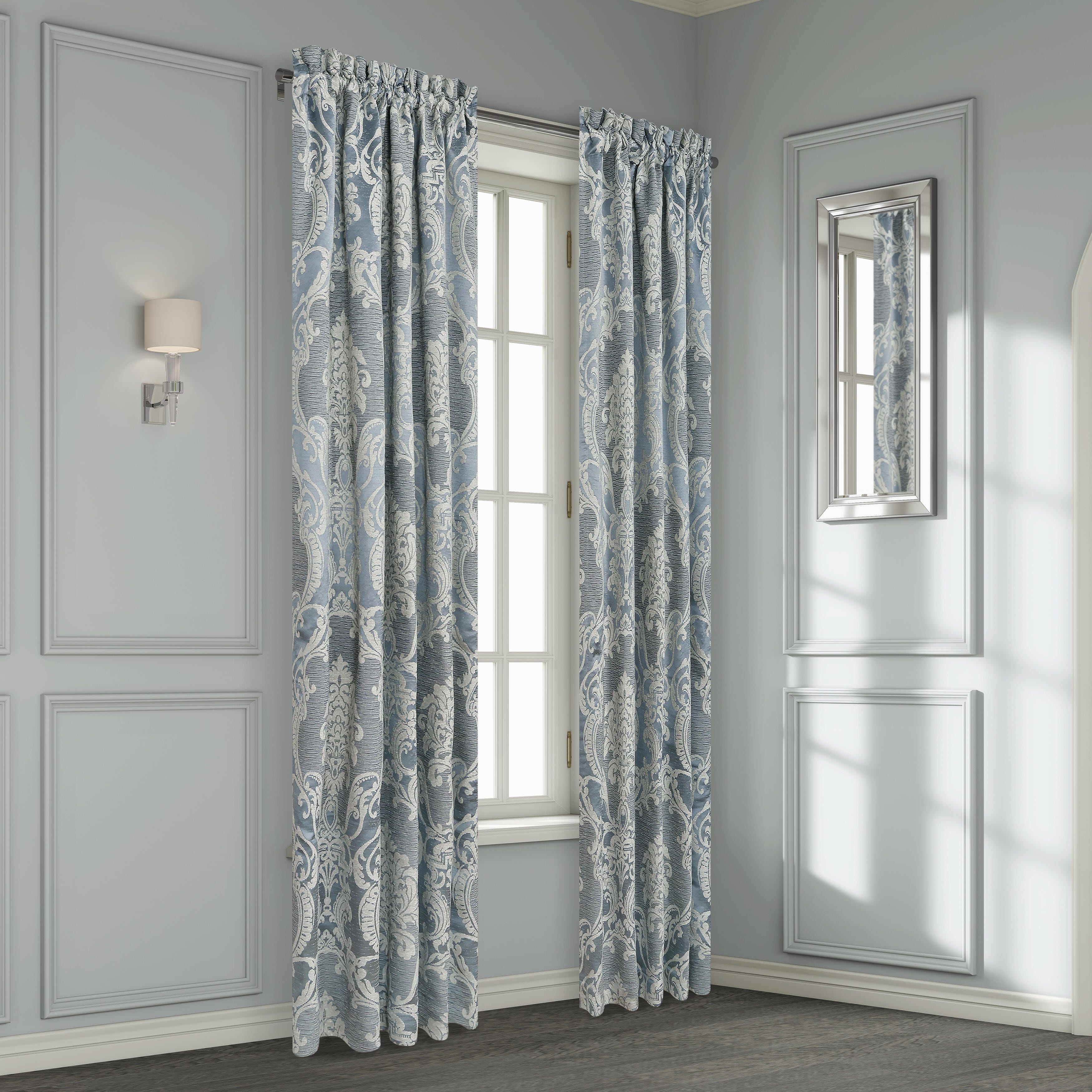 J. Queen New York Queensbury 84" Curtain (Set of 2), Steel Blue, rollover