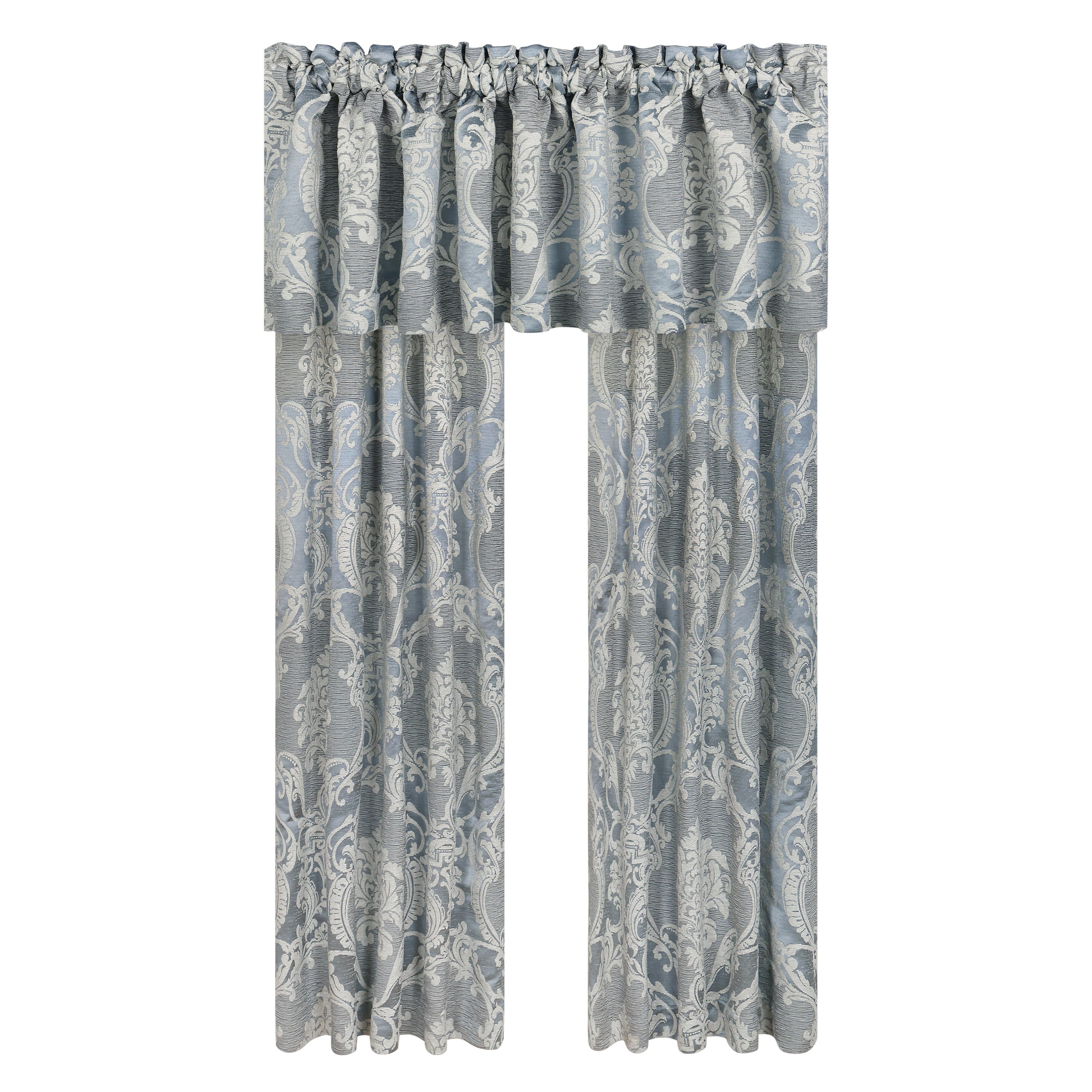 J. Queen New York Queensbury 84" Curtain (Set of 2), Steel Blue, large