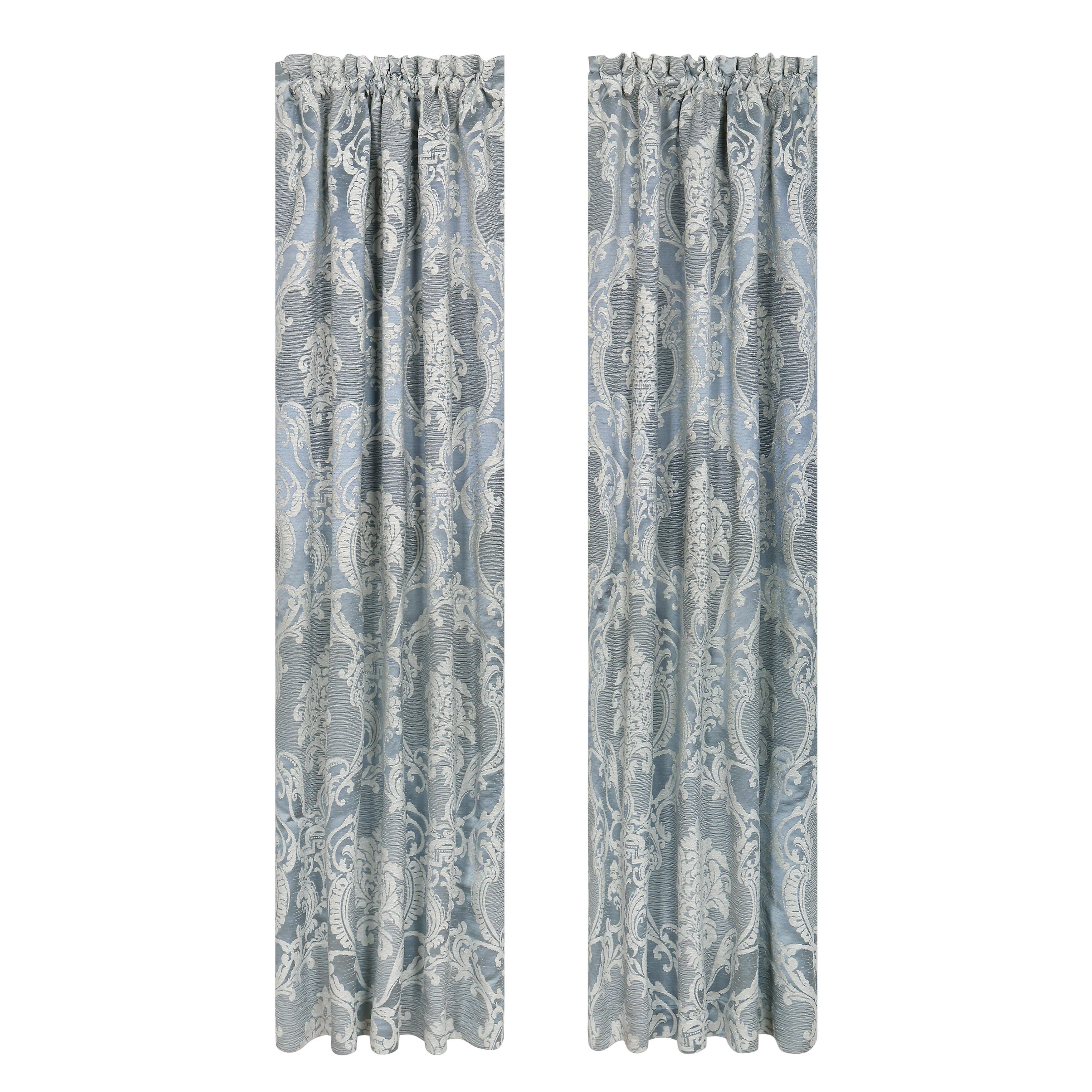 J. Queen New York Queensbury 84" Curtain (Set of 2), Steel Blue, large