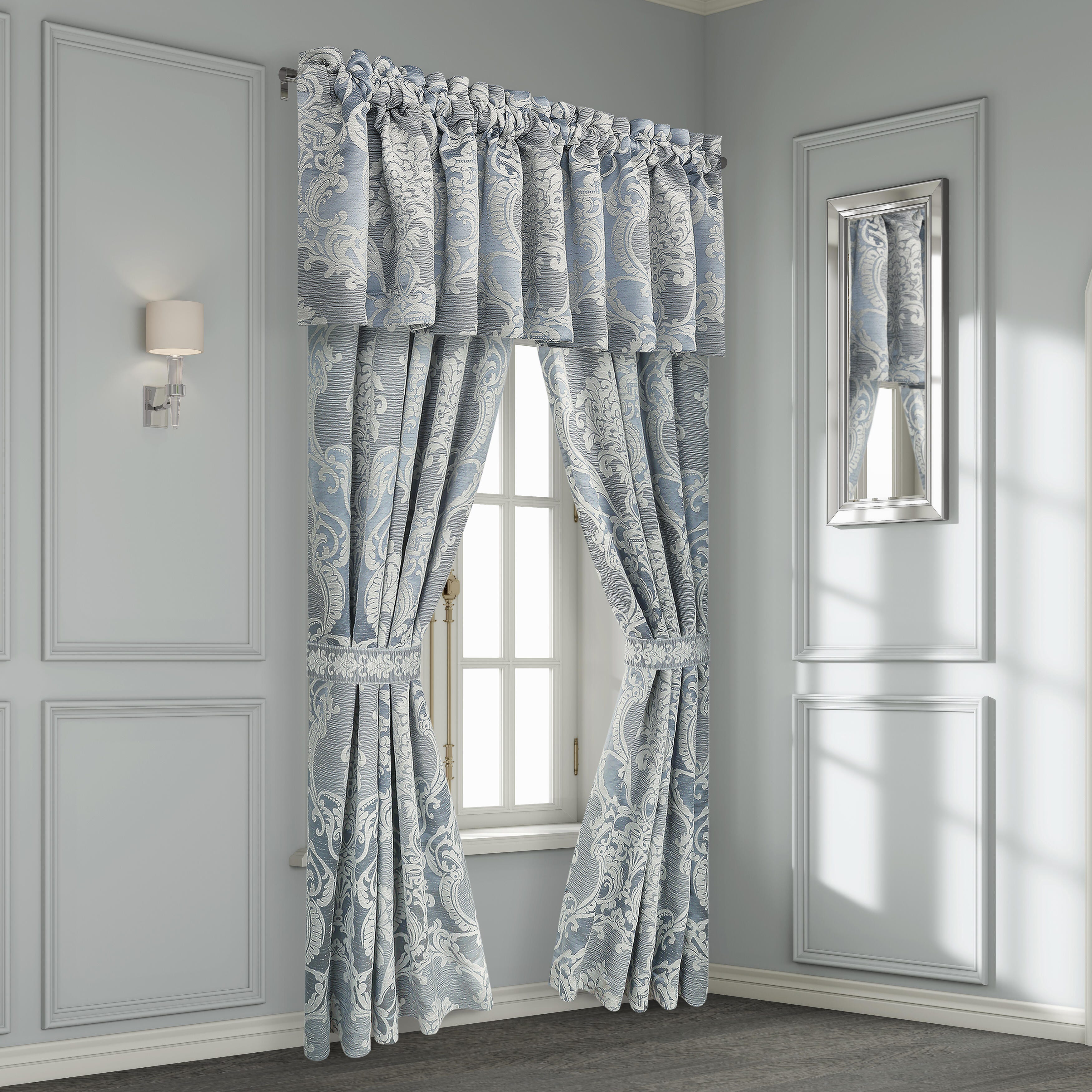 J. Queen New York Queensbury 84" Curtain (Set of 2), Steel Blue, large