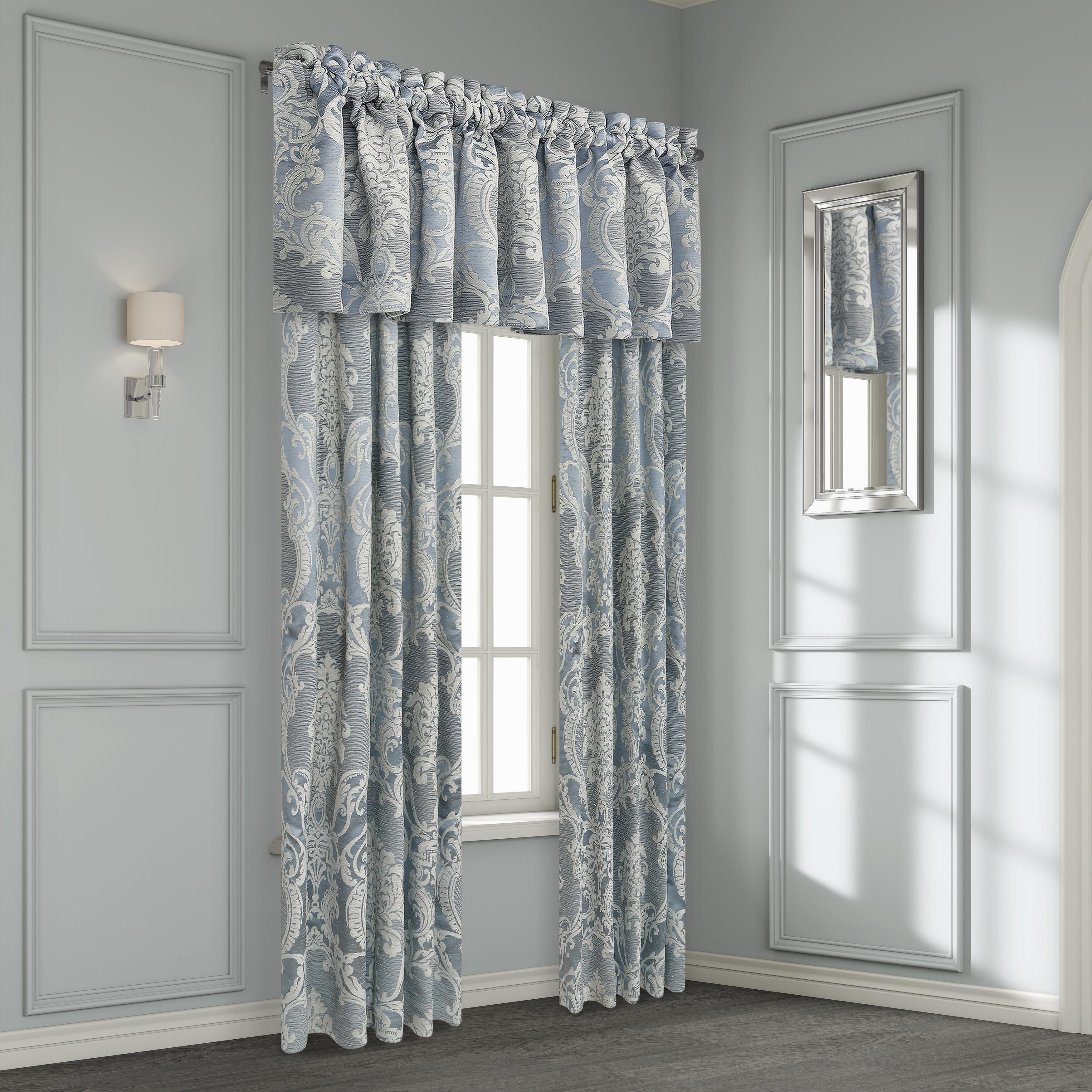 J. Queen New York Queensbury 84" Curtain (Set of 2), Steel Blue, large