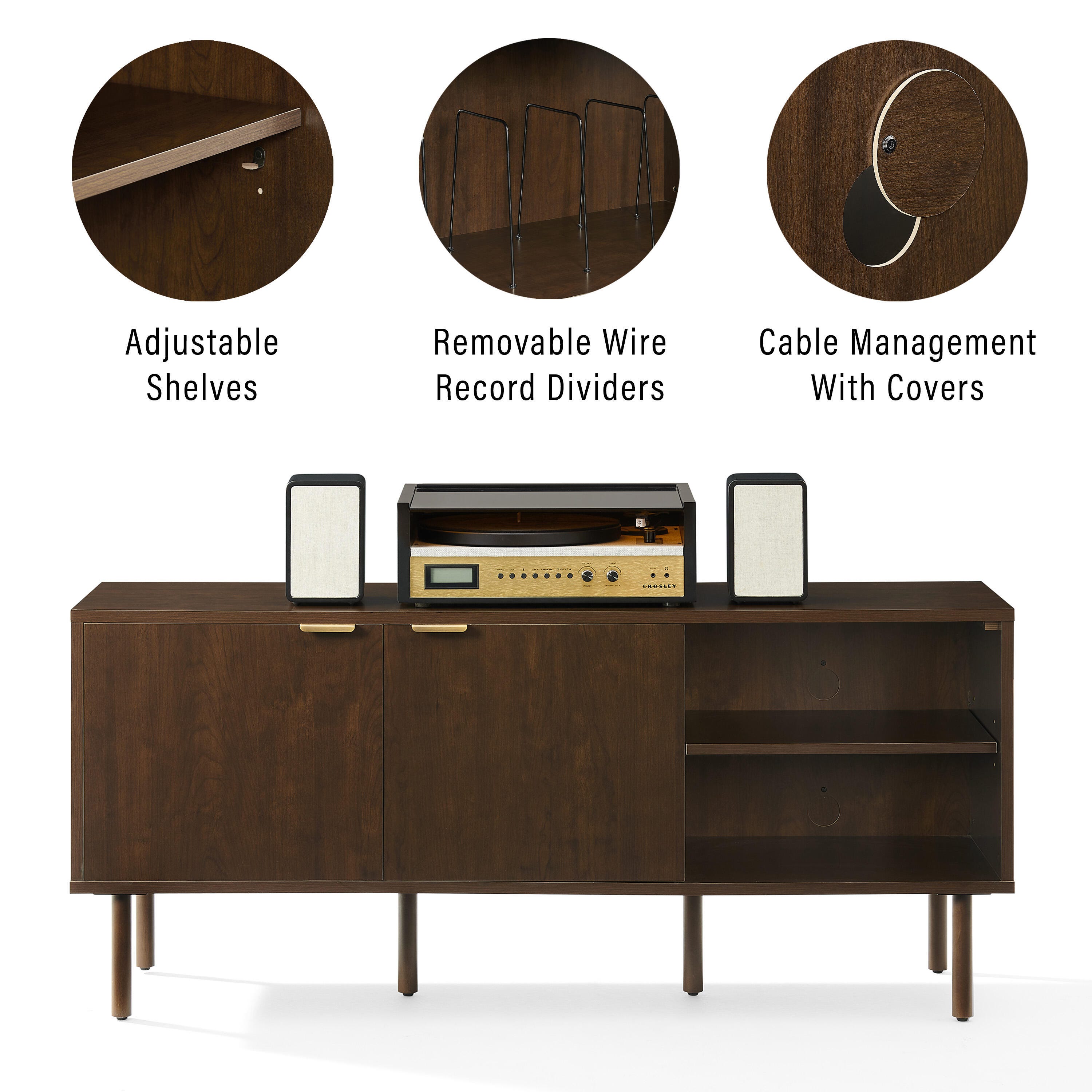 Crosley Furniture Brody 54" Record Player Stand, , large