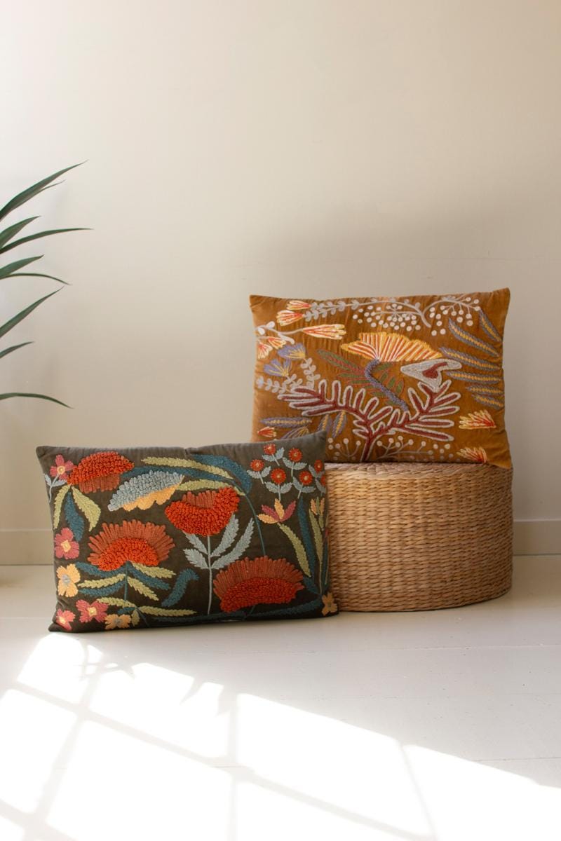 Kalalou Floral Decorative Throw Pillow (Set of 2), , rollover