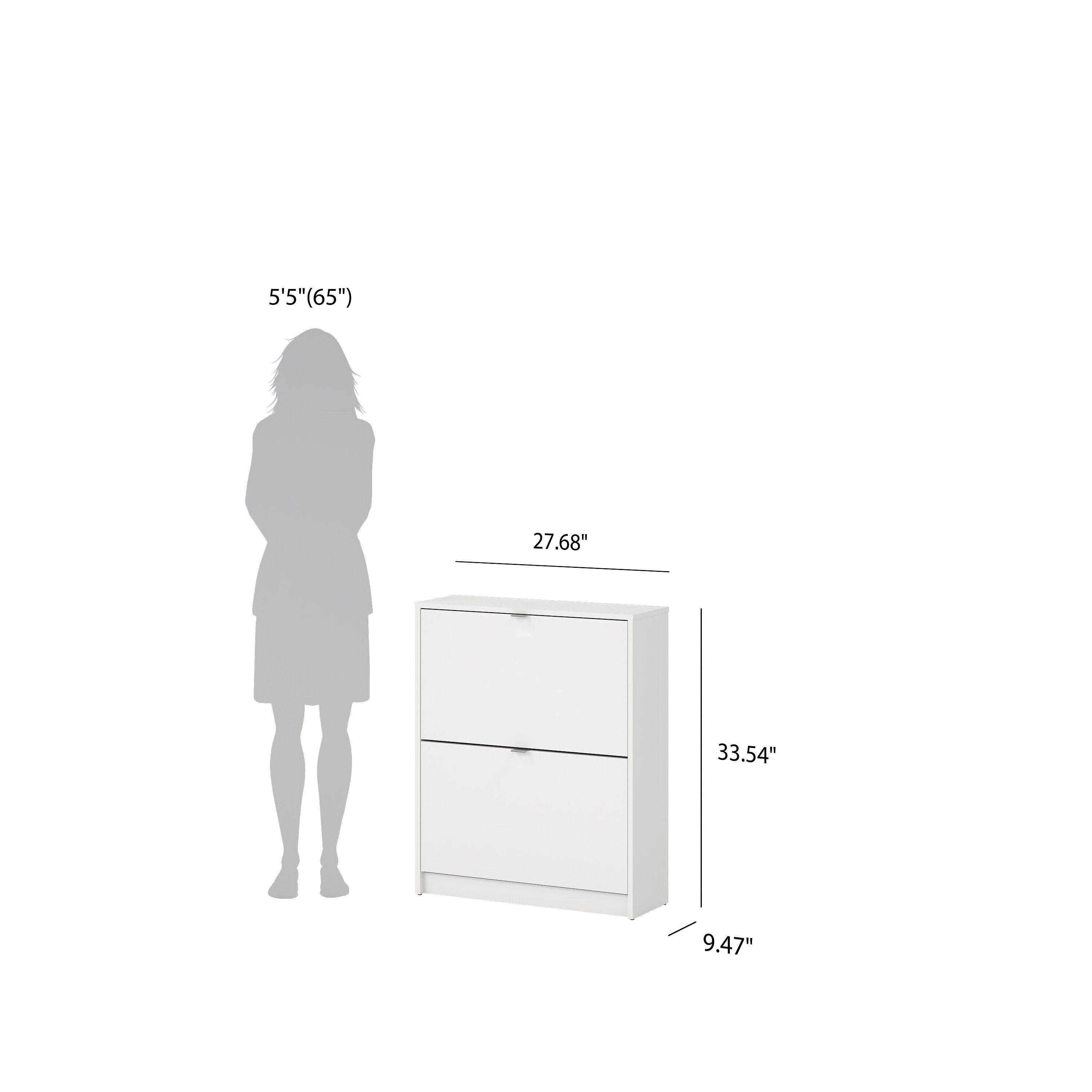 Tvilum Bright 2-Drawer Shoe Storage Cabinet, White, large