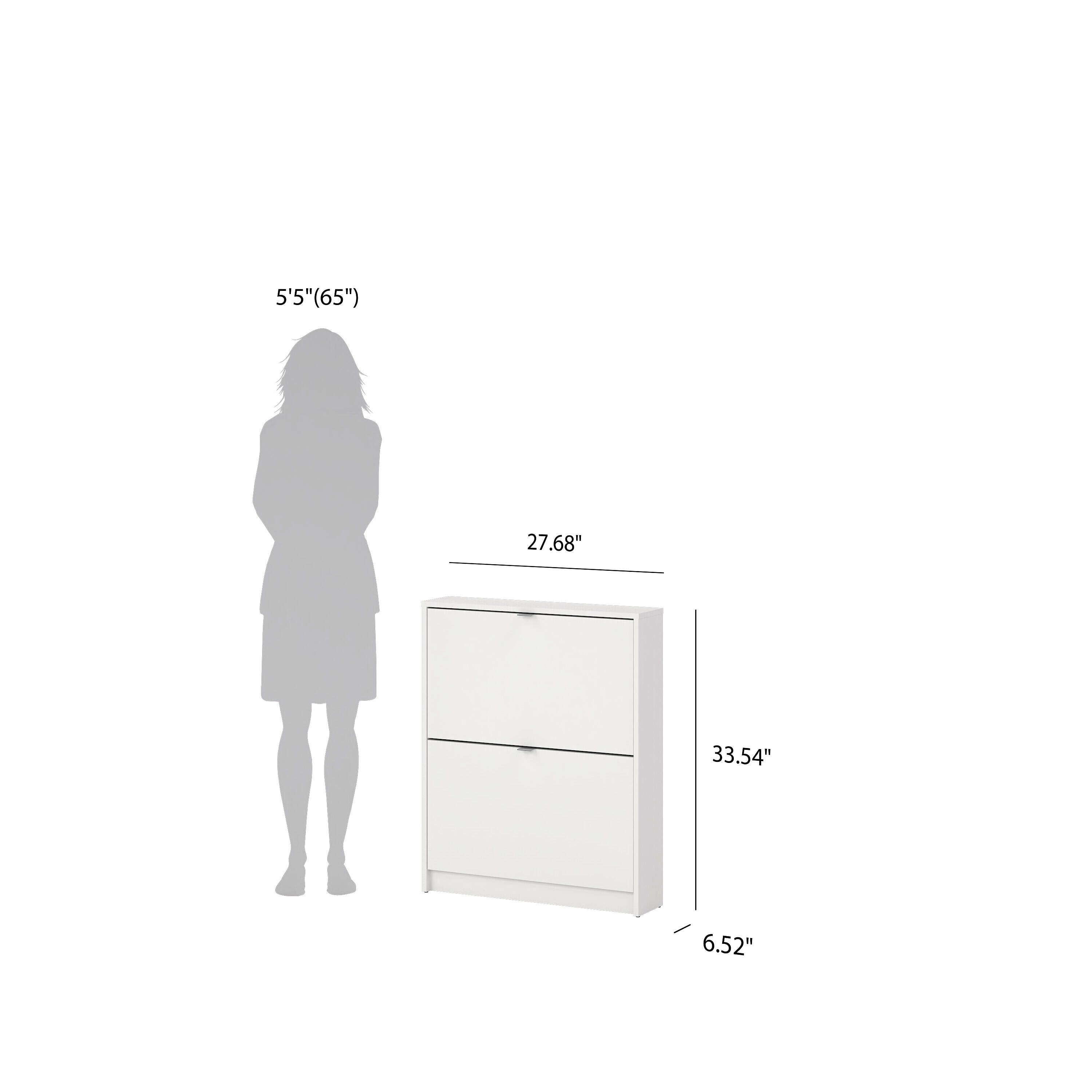 Tvilum Bright 2-Drawer Shoe Cabinet, White, large