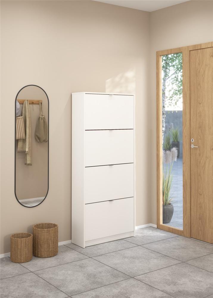 Tvilum Bright 4-Drawer Shoe Cabinet, White, rollover