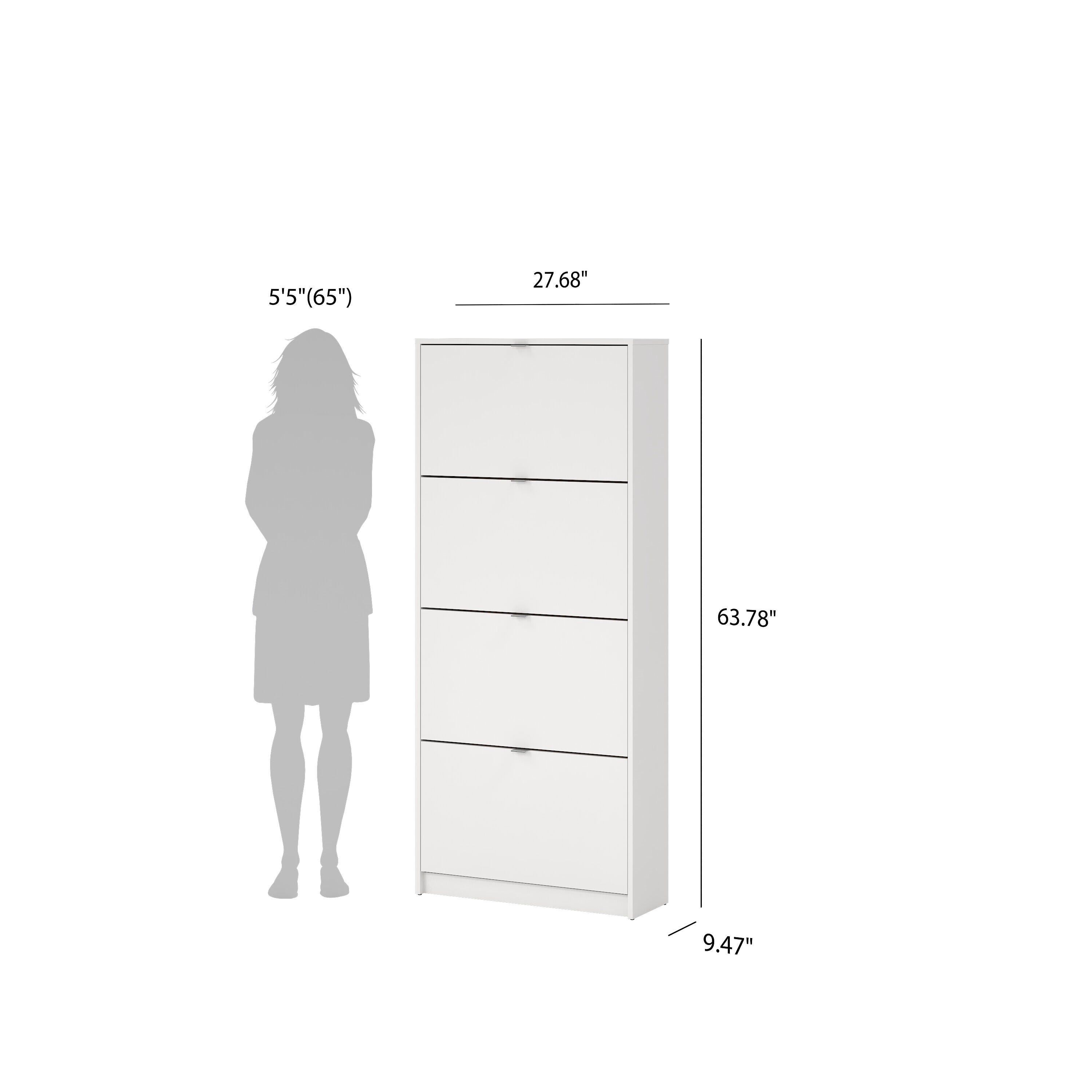 Tvilum Bright 4-Drawer Shoe Cabinet, White, large