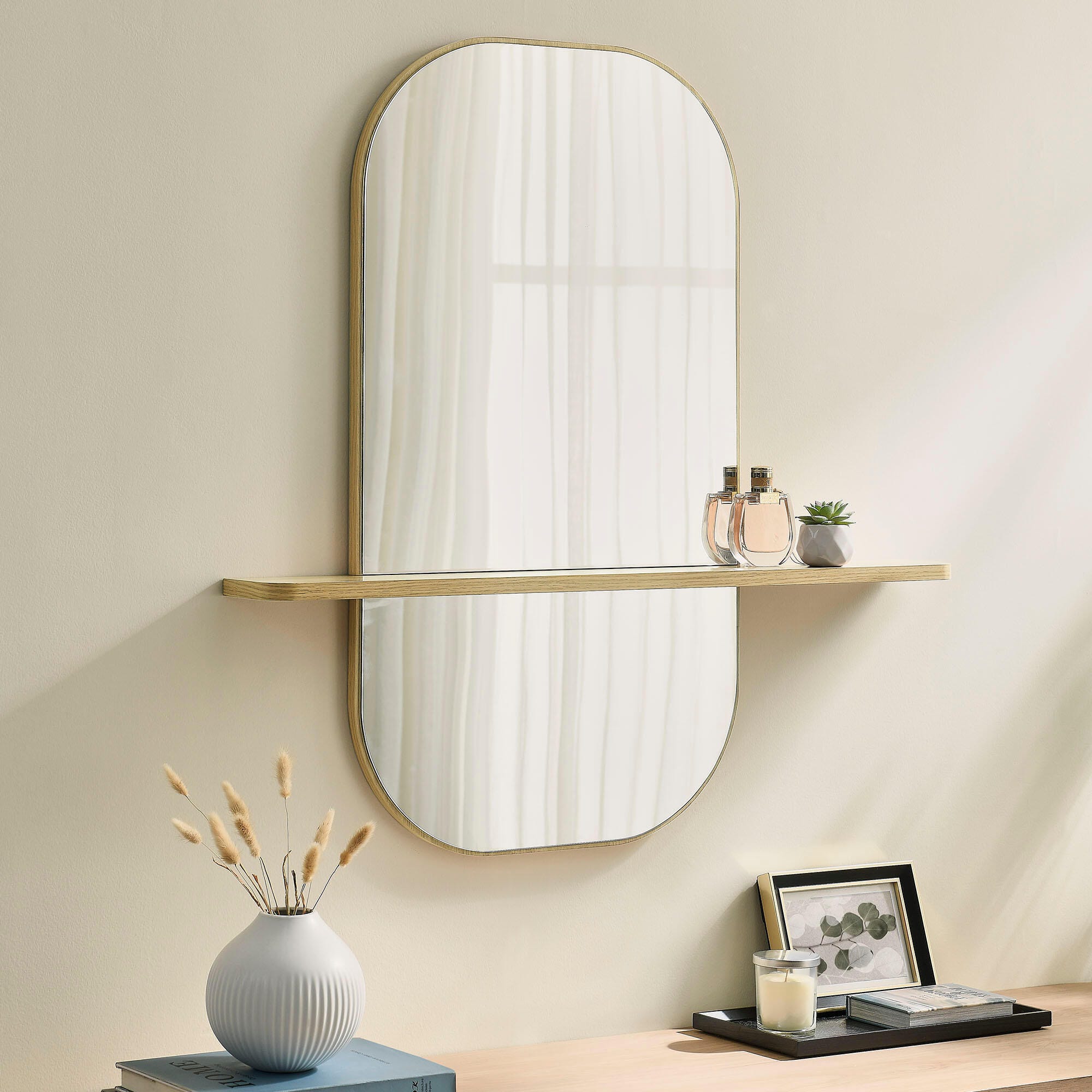 Modway Solstice Wall Mirror, Oak, rollover