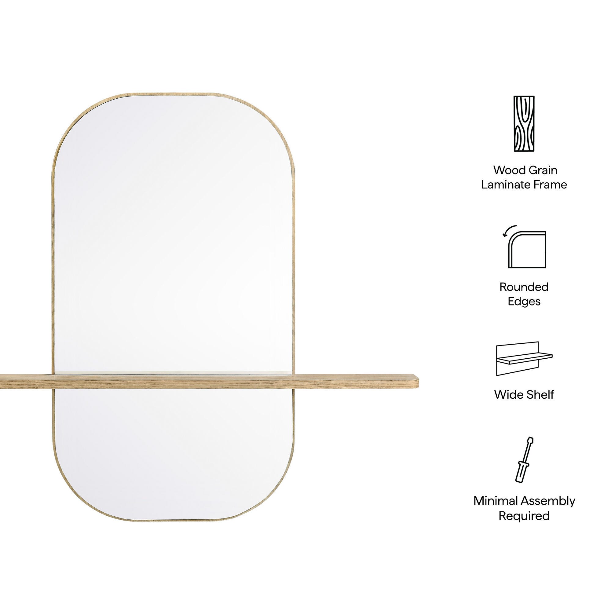 Modway Solstice Wall Mirror, Oak, large