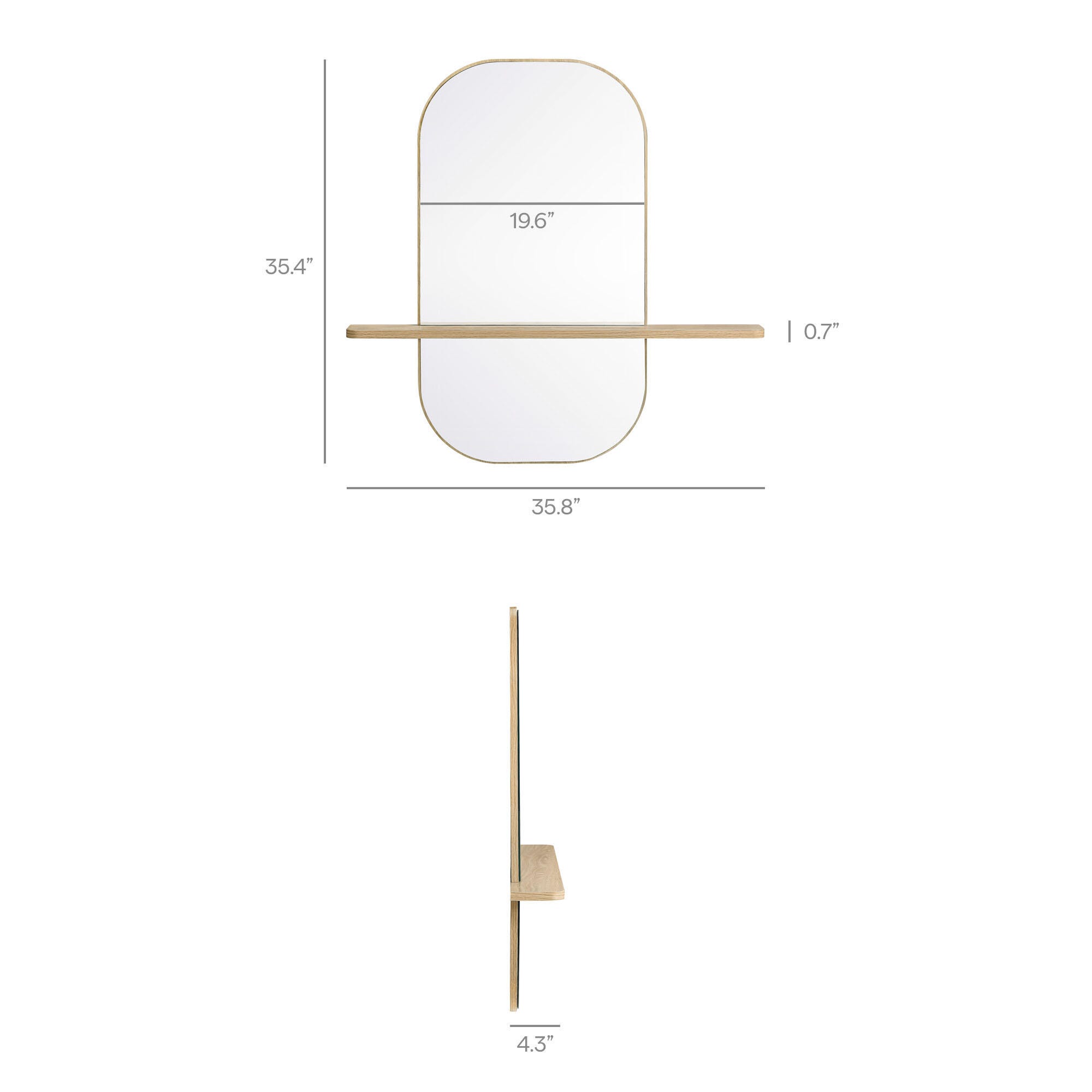 Modway Solstice Wall Mirror, Oak, large