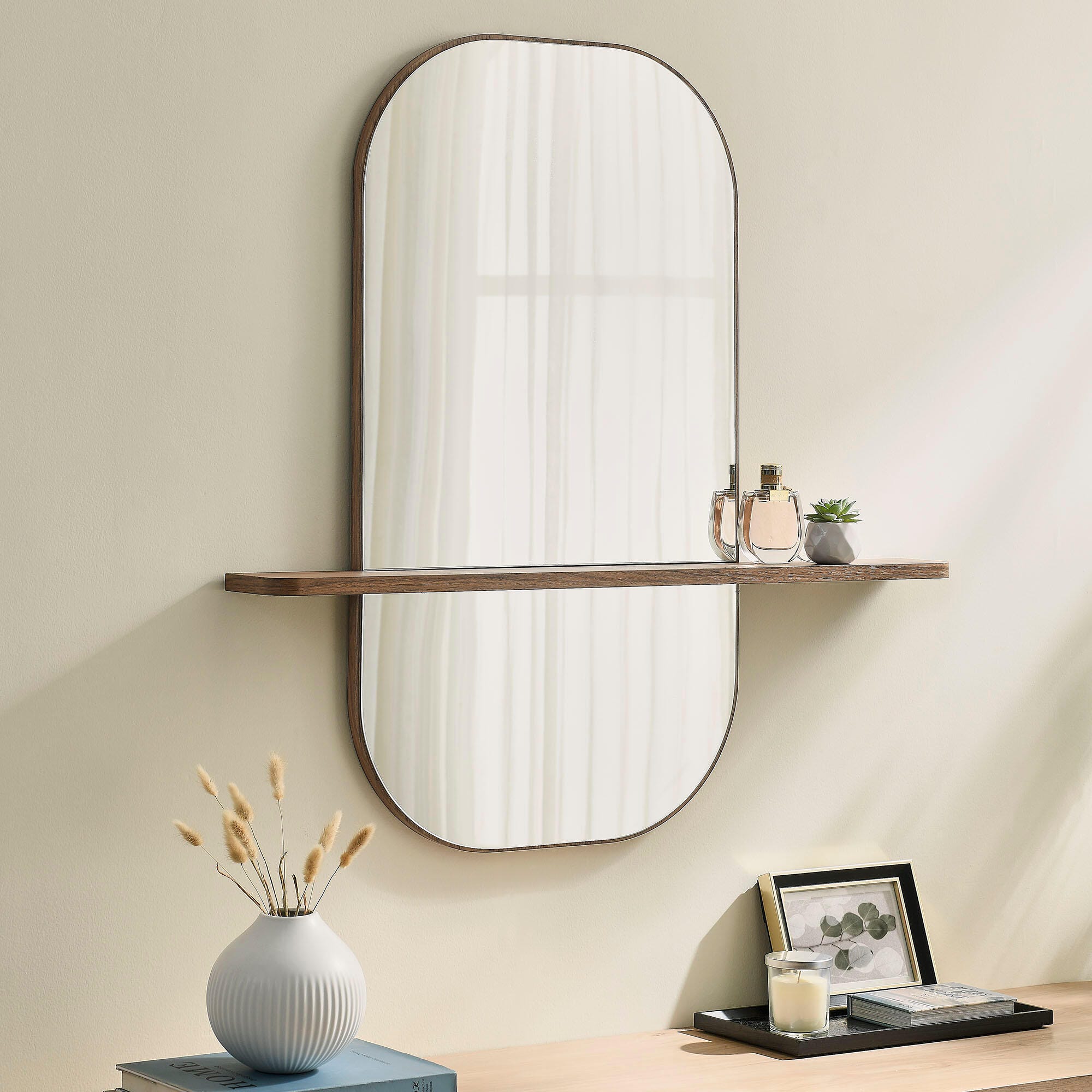Modway Solstice Wall Mirror, Walnut, rollover