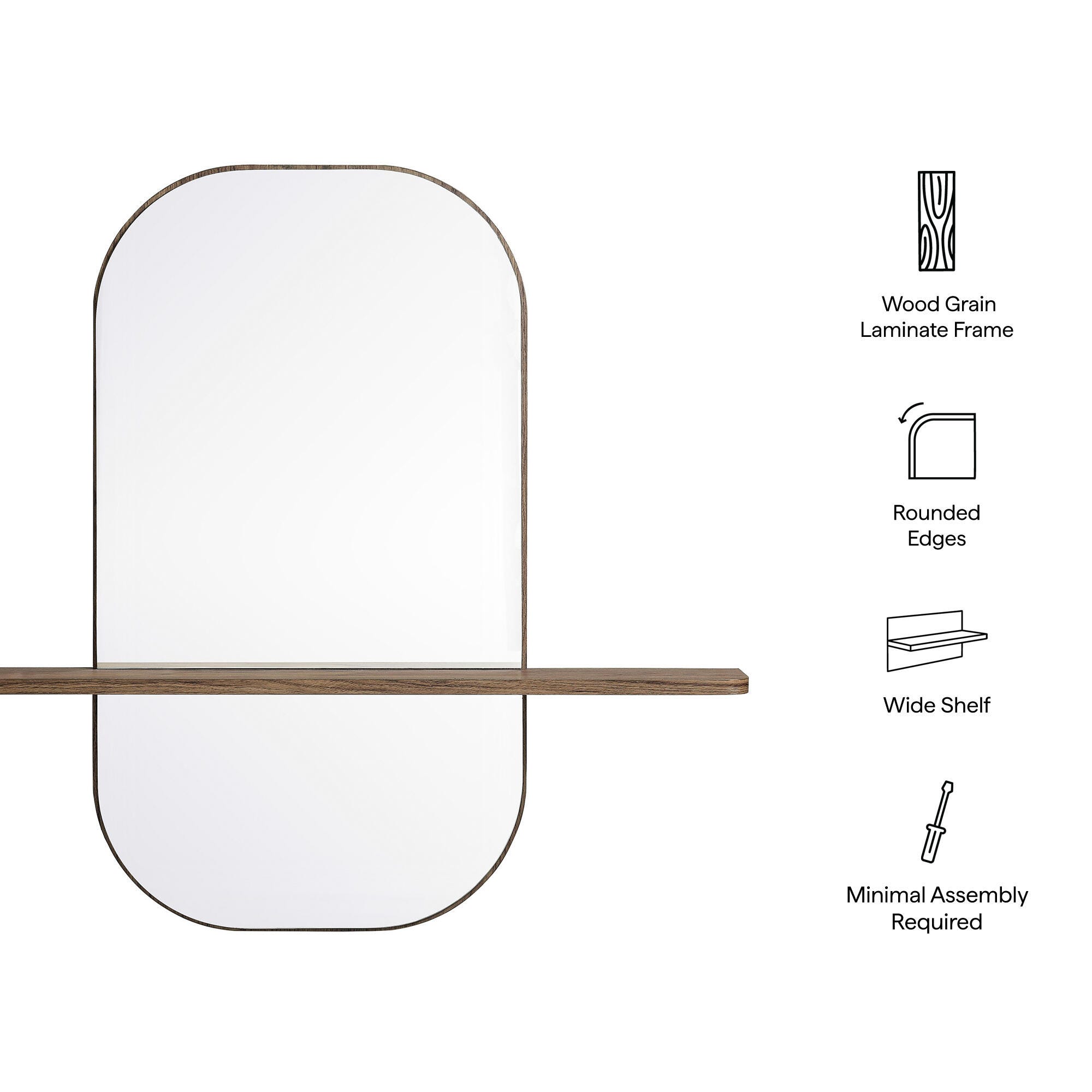 Modway Solstice Wall Mirror, Walnut, large