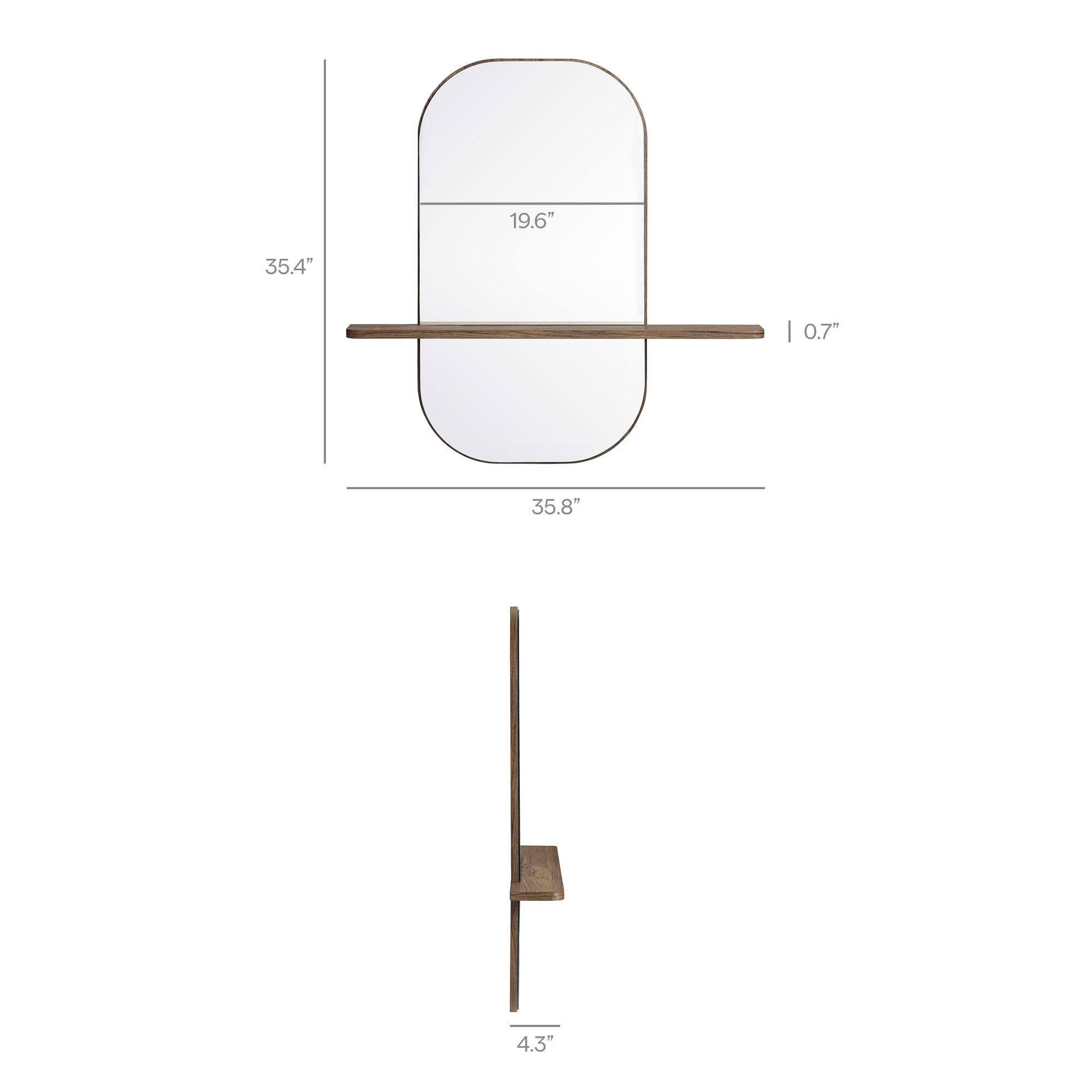 Modway Solstice Wall Mirror, Walnut, large