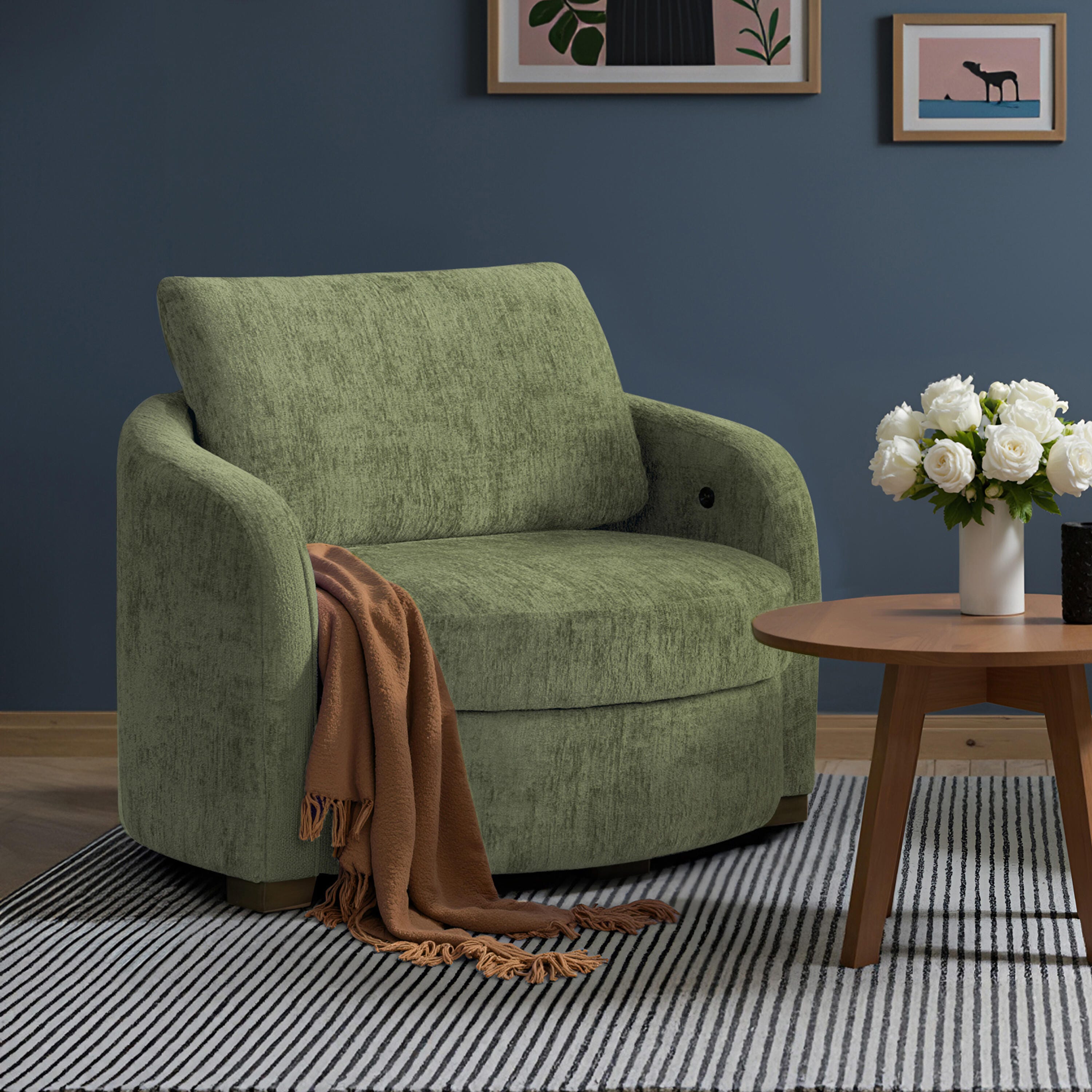 Studio Living Manchester Accent Chair, Olive, rollover