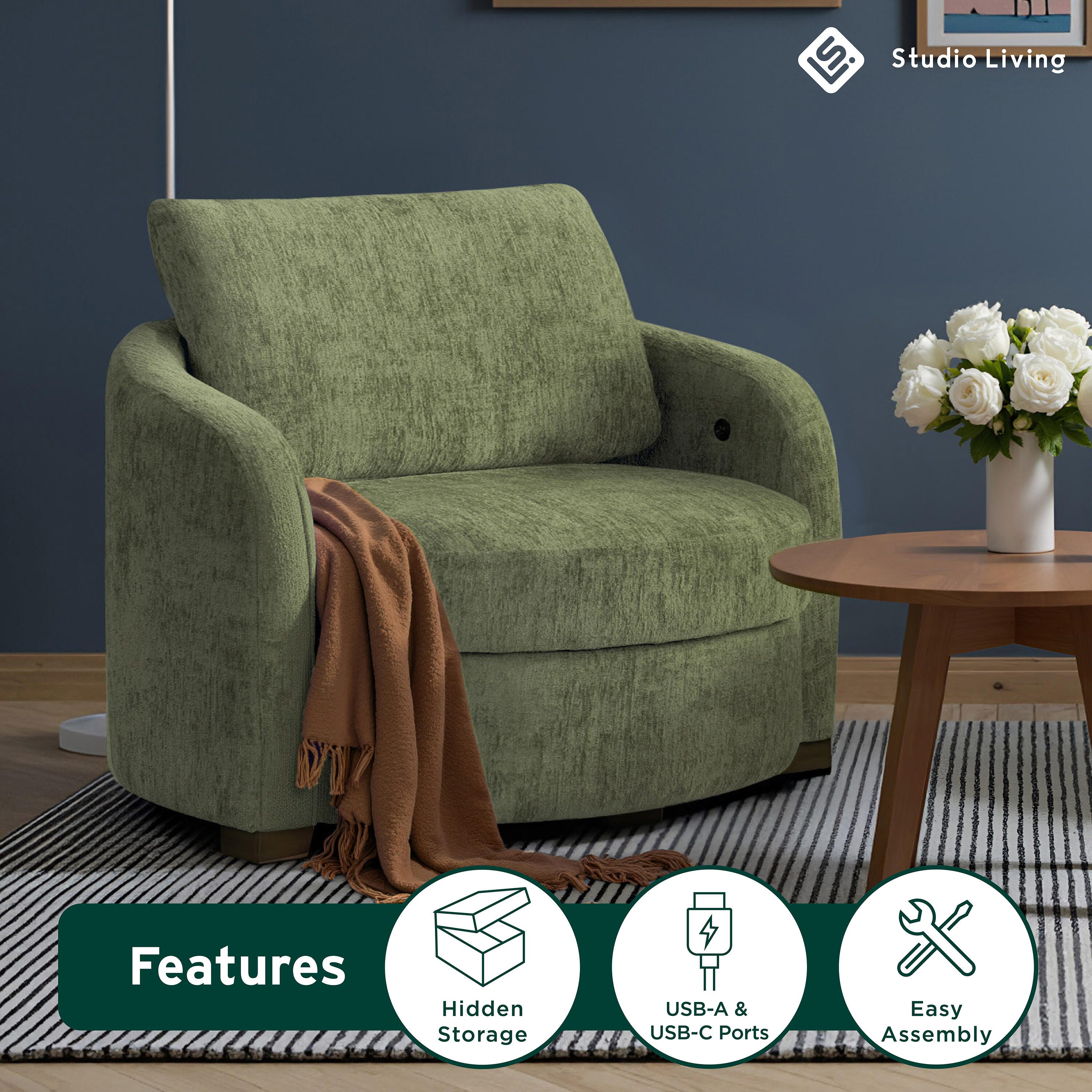 Studio Living Manchester Accent Chair, Olive, large