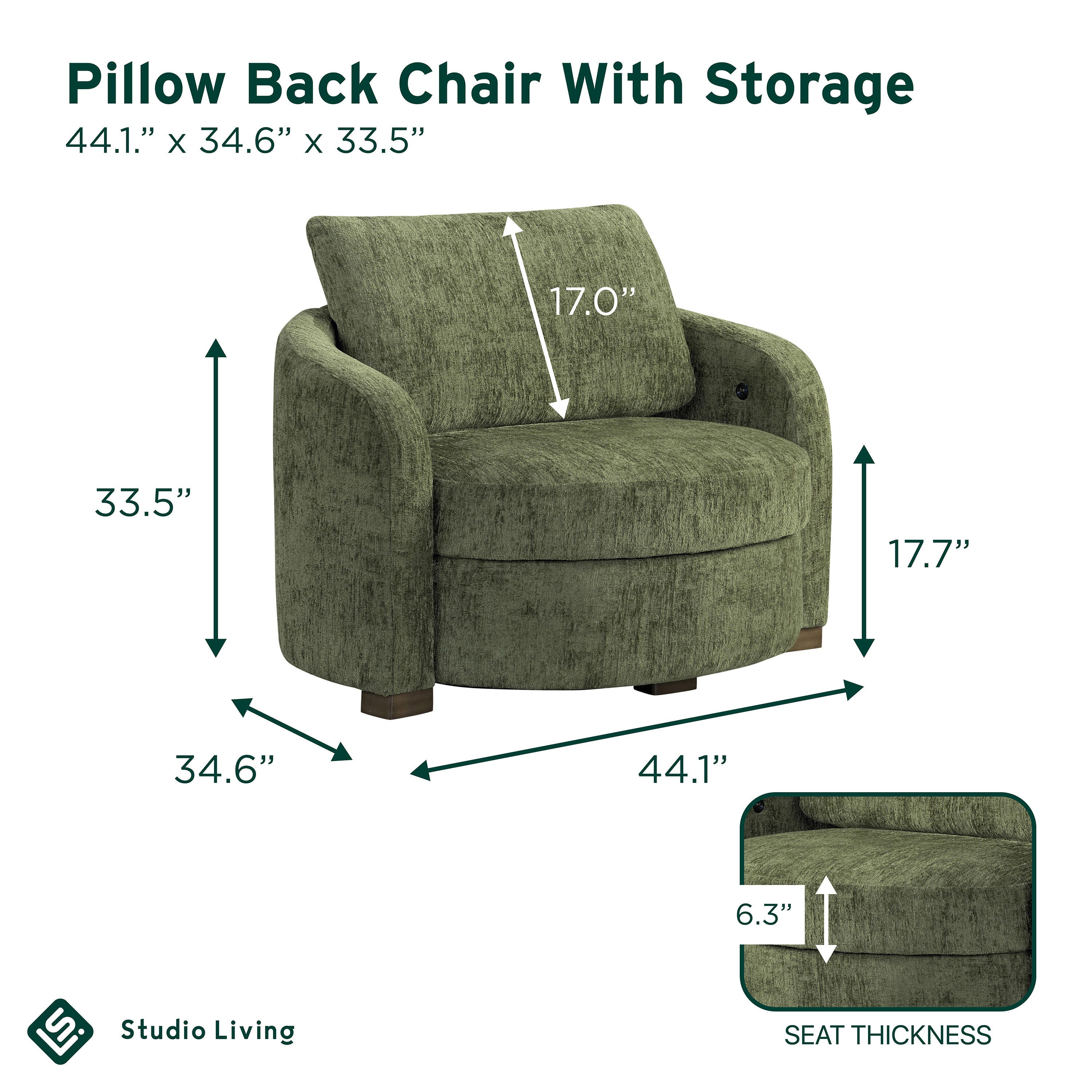 Studio Living Manchester Accent Chair, Olive, large