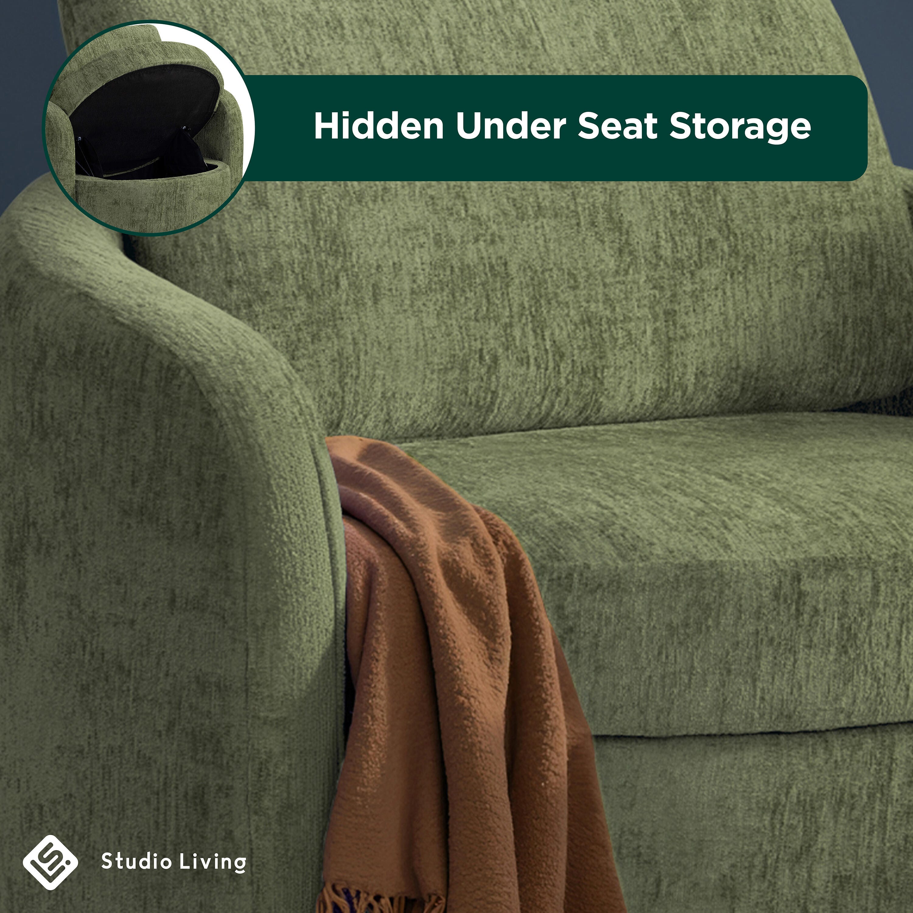 Studio Living Manchester Accent Chair, Olive, large