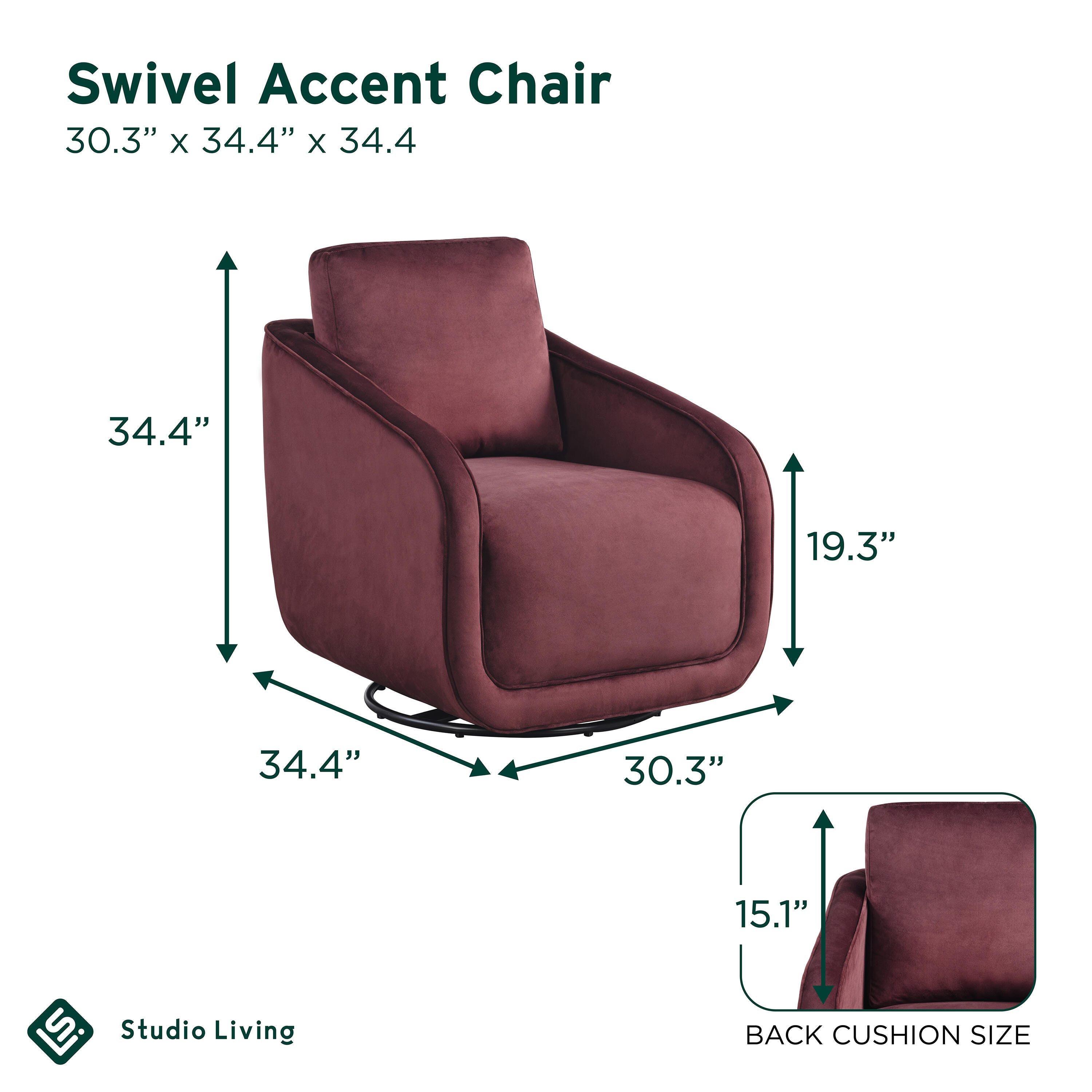 Studio Living Lydia Accent Chair, Plum, large