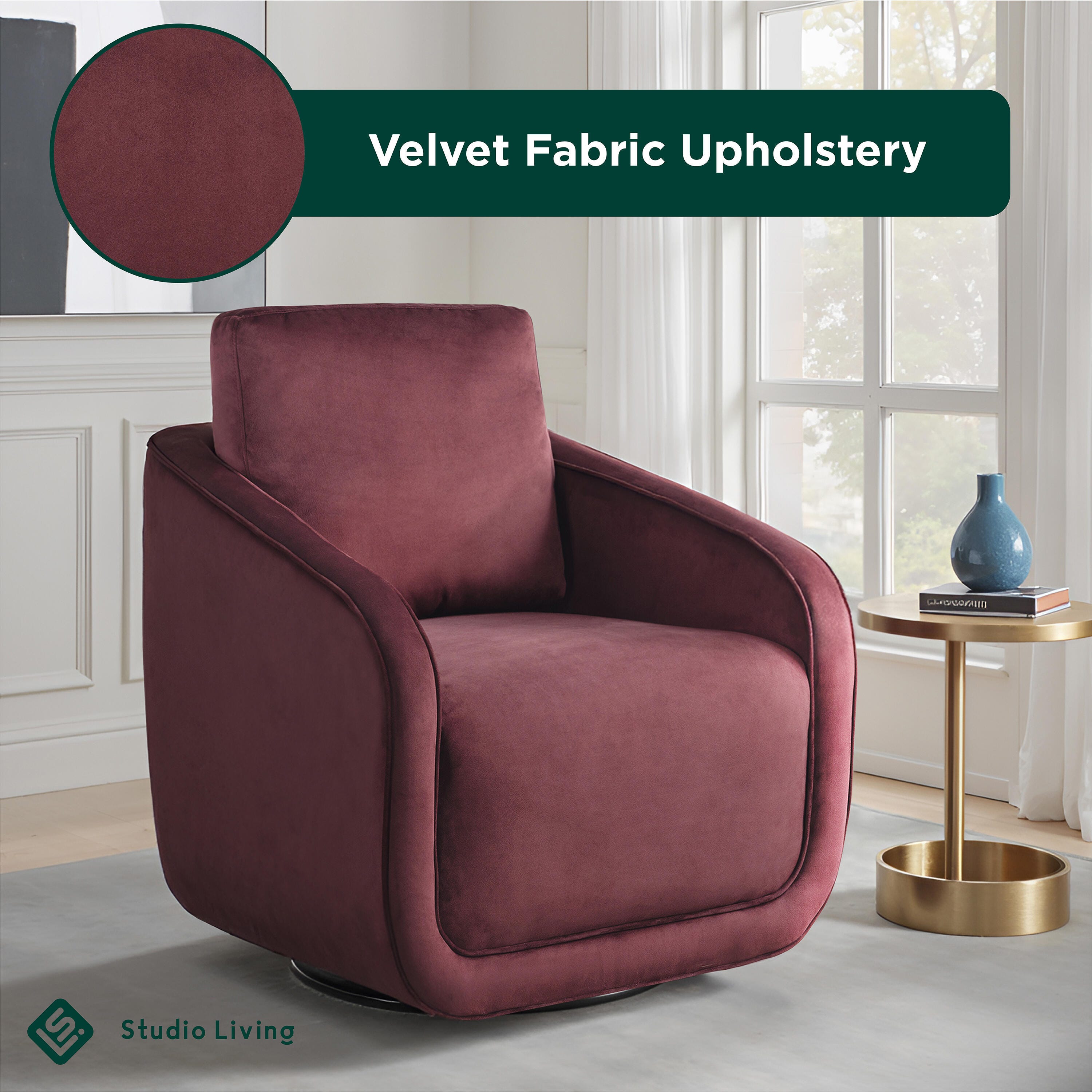 Studio Living Lydia Accent Chair, Plum, large