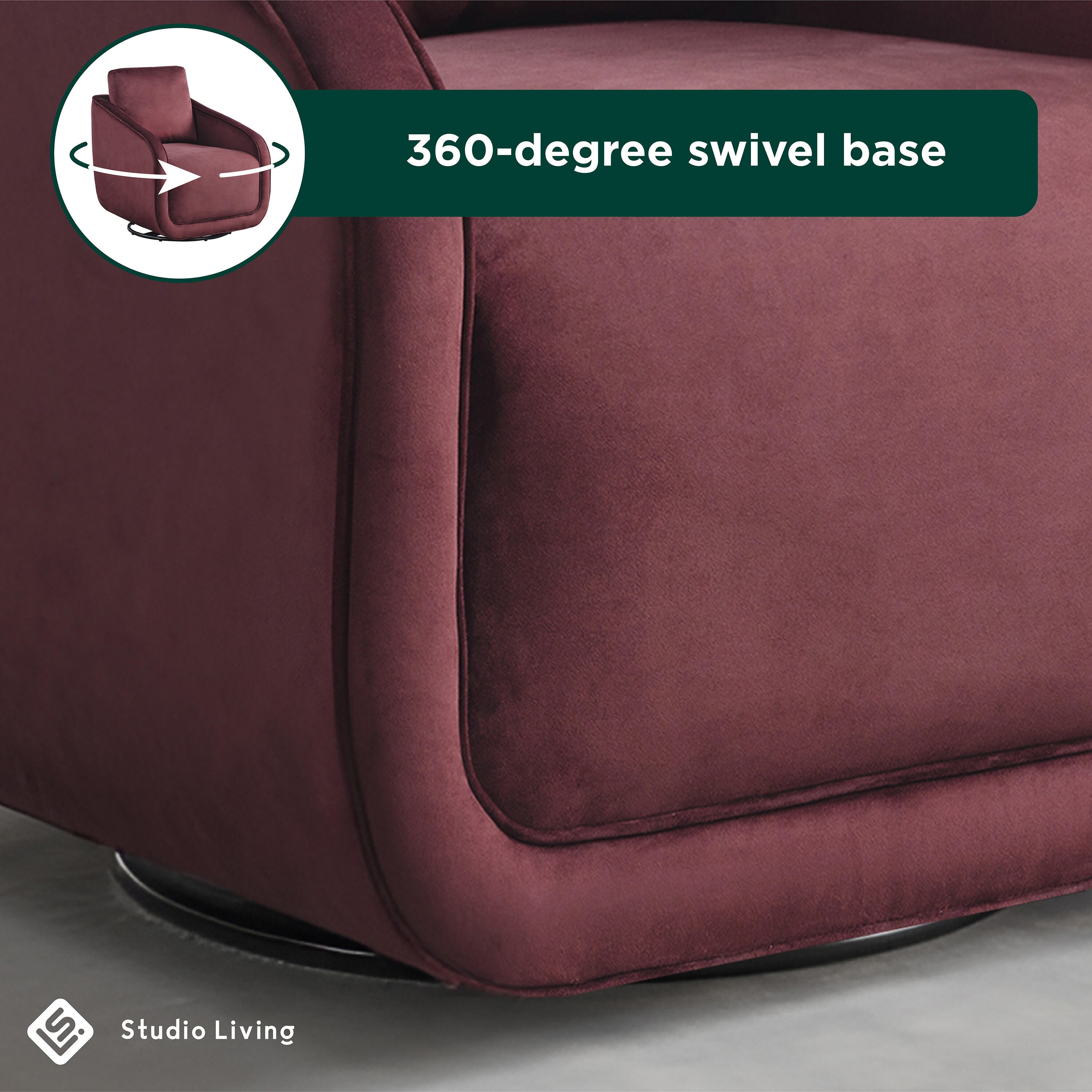 Studio Living Lydia Accent Chair, Plum, large