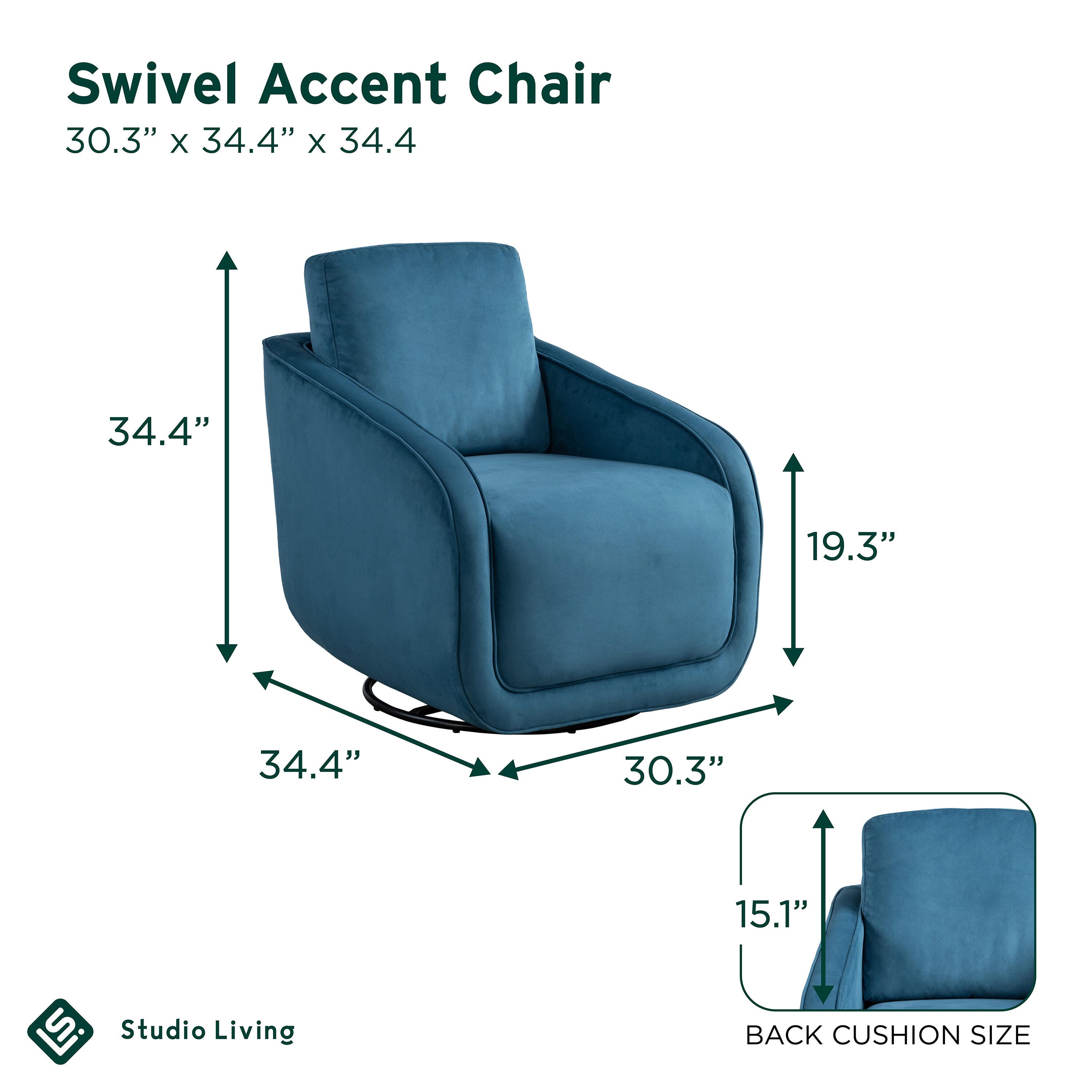 Studio Living Lydia Accent Chair, Blue, large
