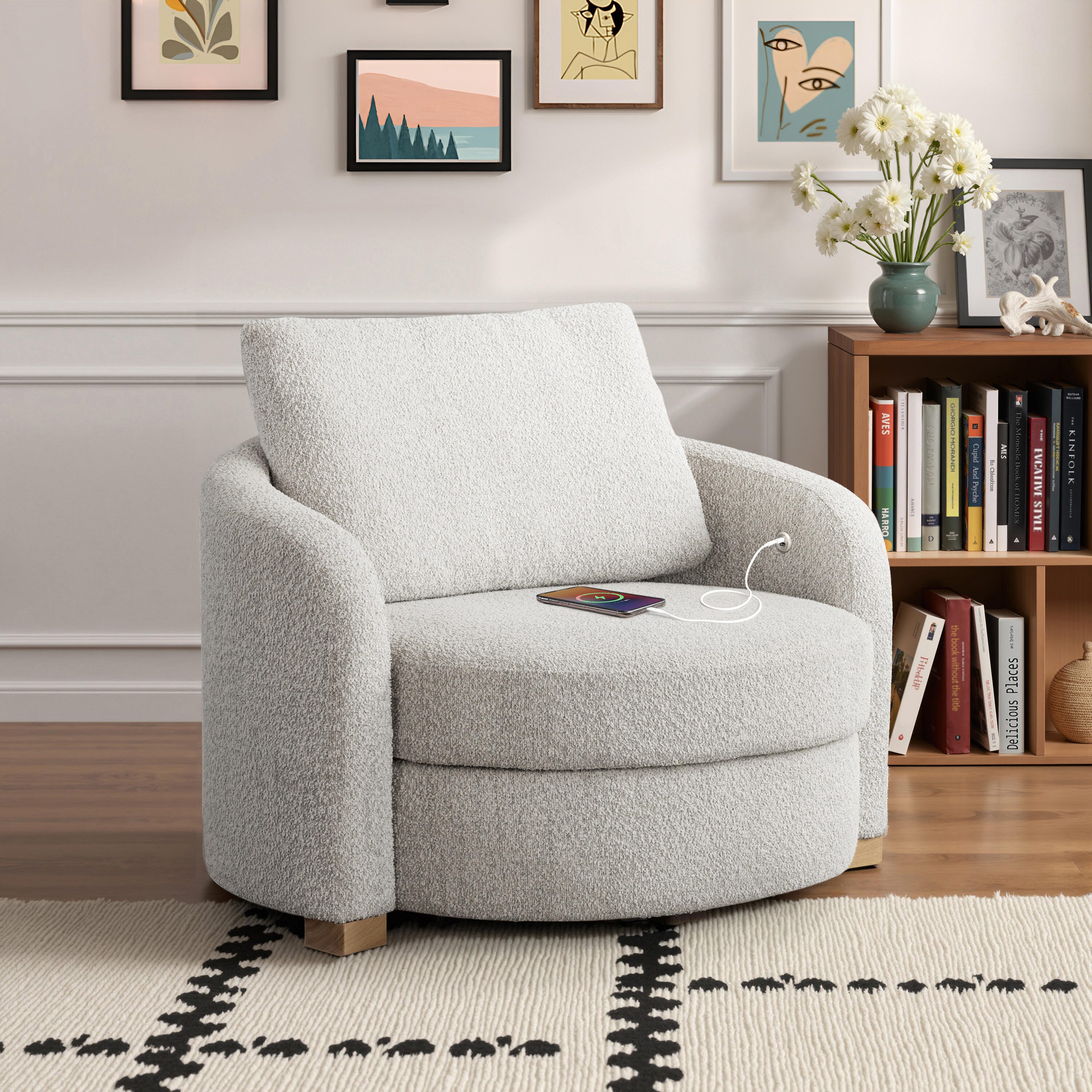 Studio Living Manchester Accent Chair, Ivory, rollover