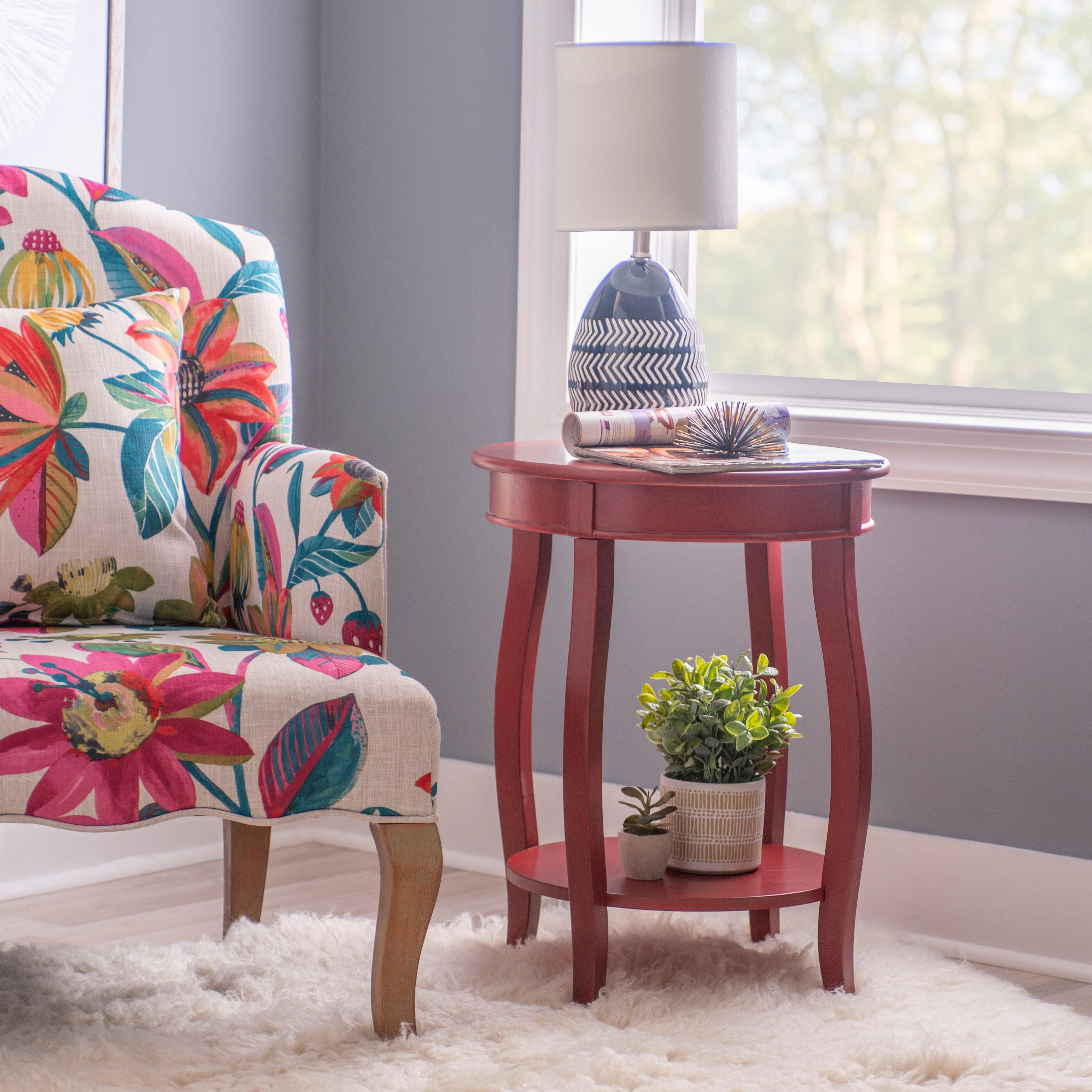 Linon Miller Accent Table, Red, rollover