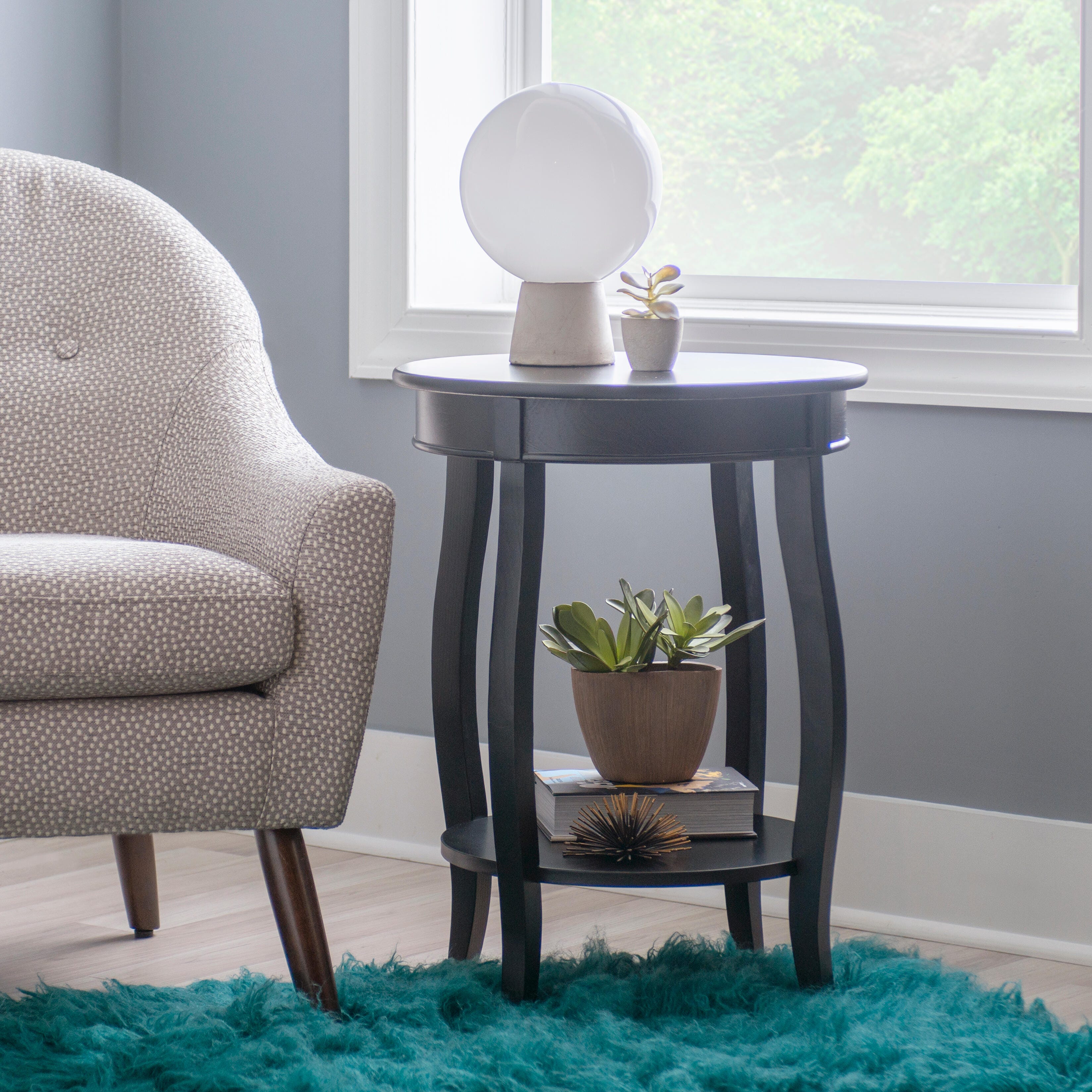Linon Miller Accent Table, Black, rollover