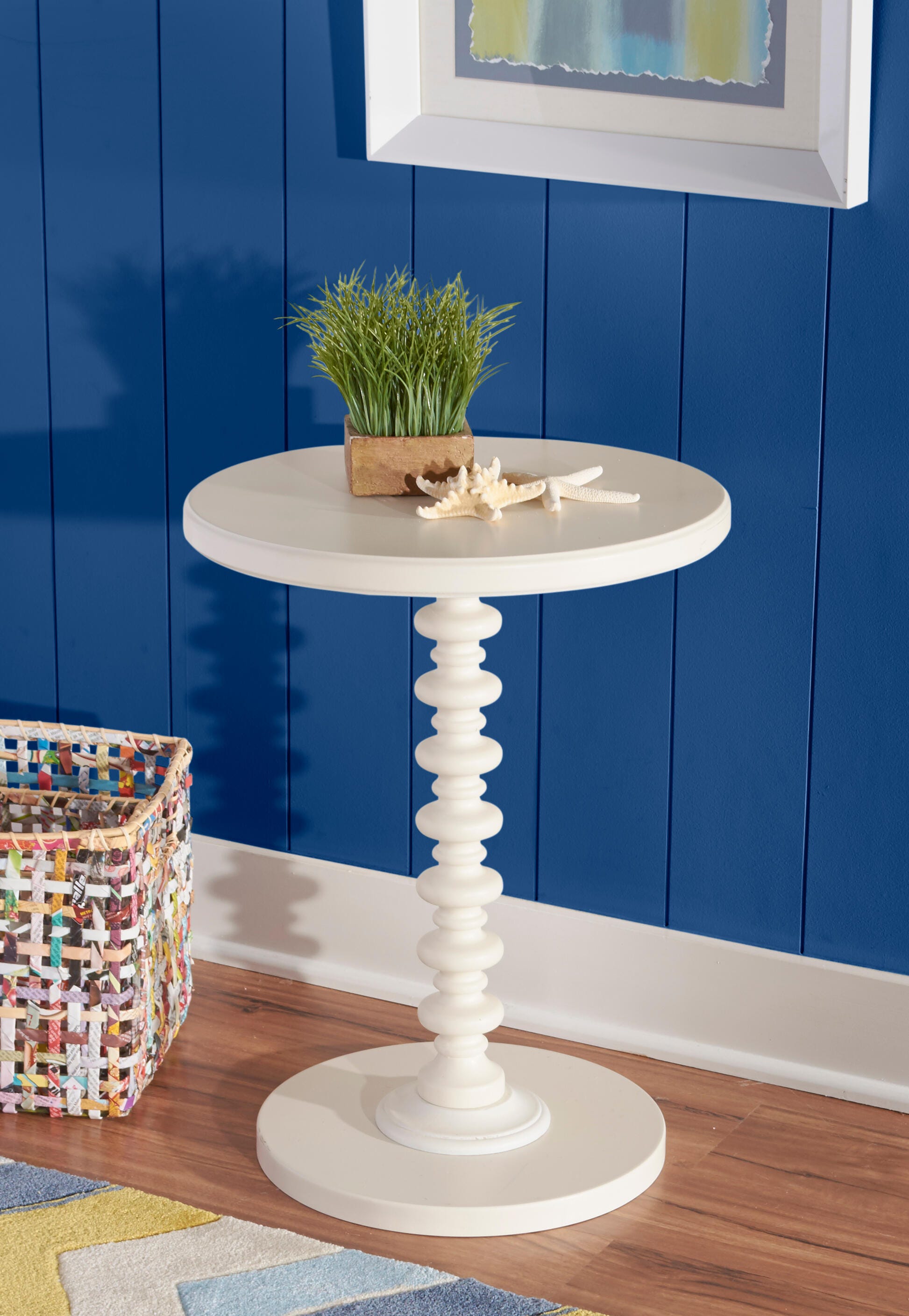 Linon Elina Accent Table, White, rollover