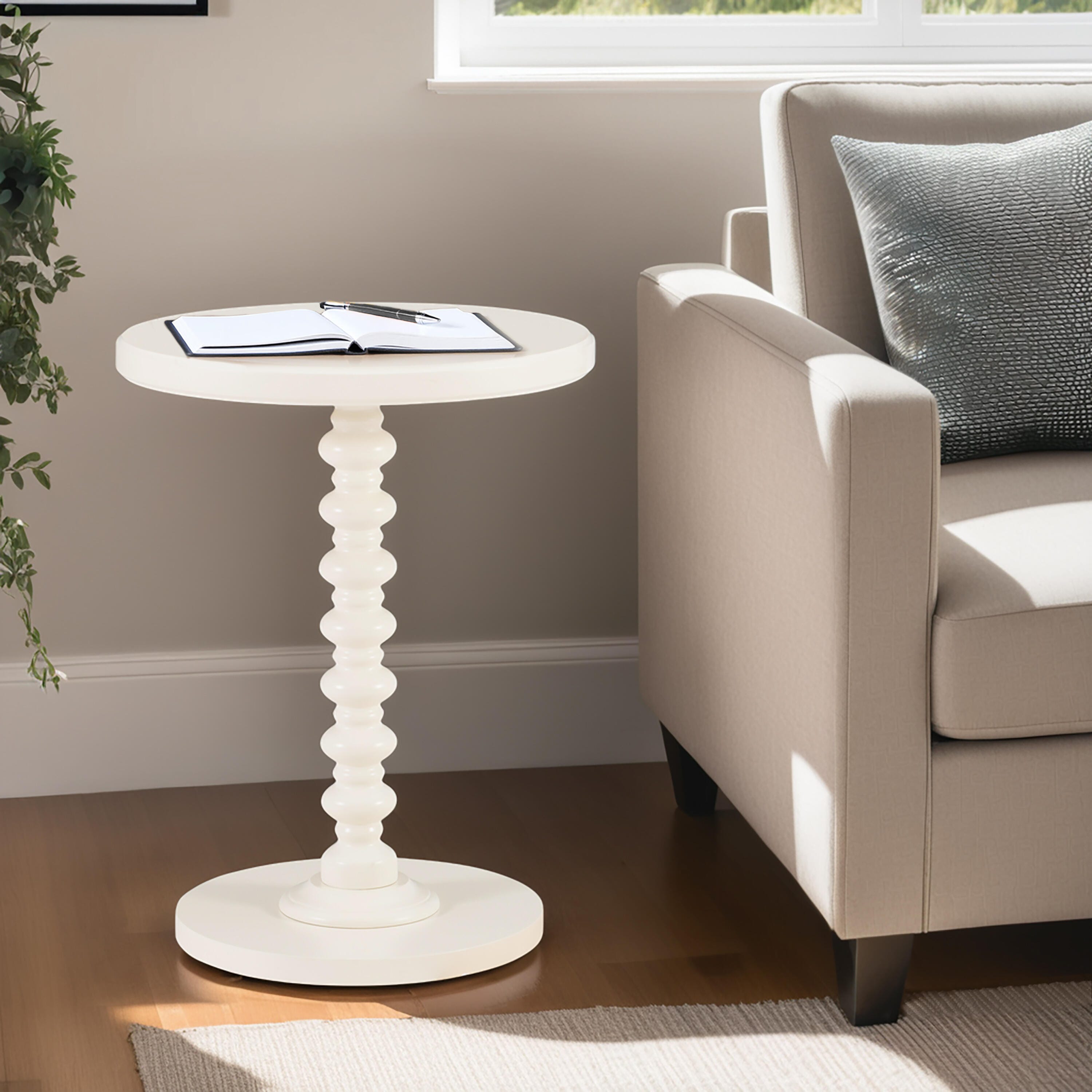 Linon Elina Accent Table, White, large